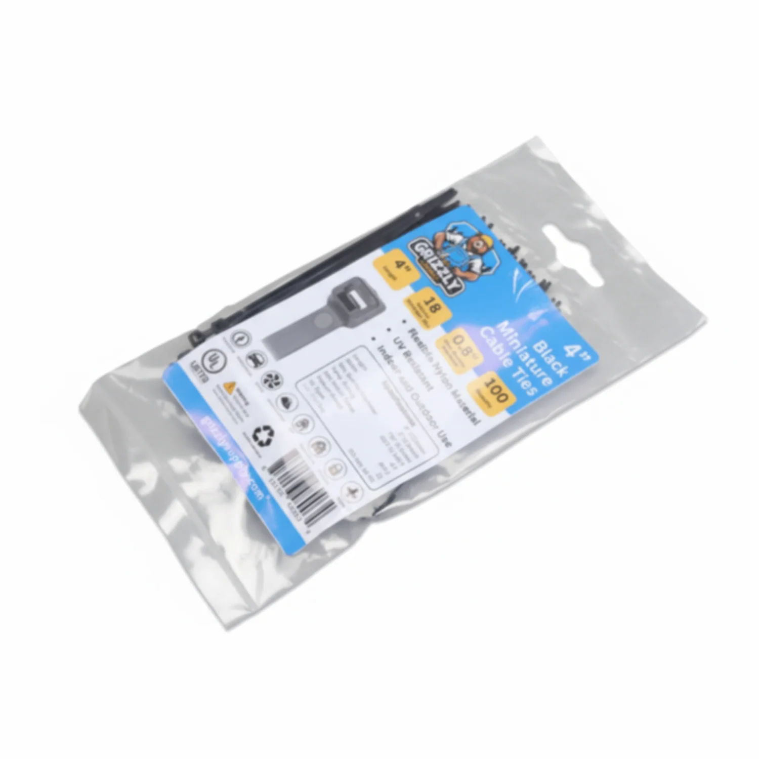 4" 18lb BlackUV Cable Tie 100/bag - Image 2