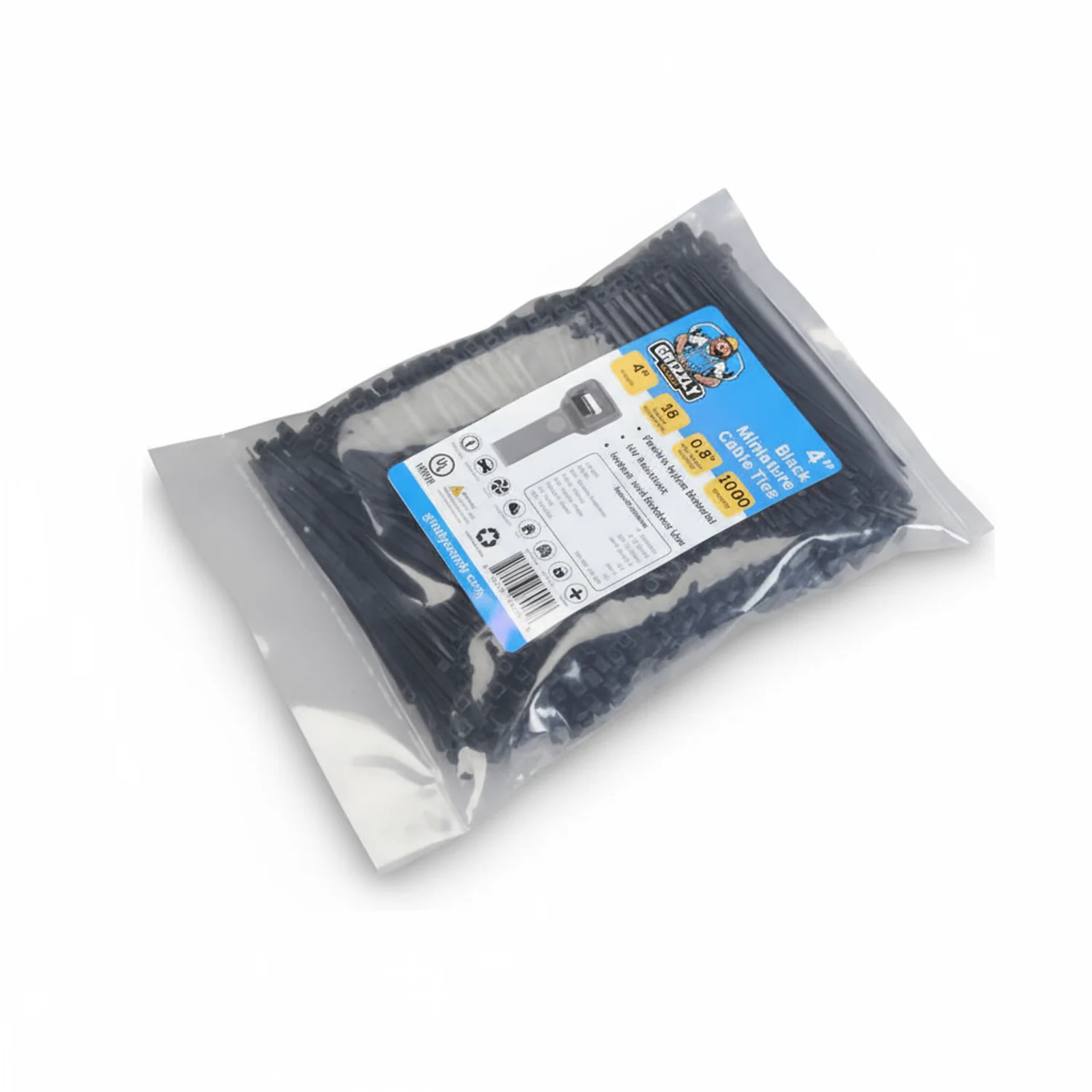 4" 18lb BlackUV Cable Tie 1000/bag - Image 2
