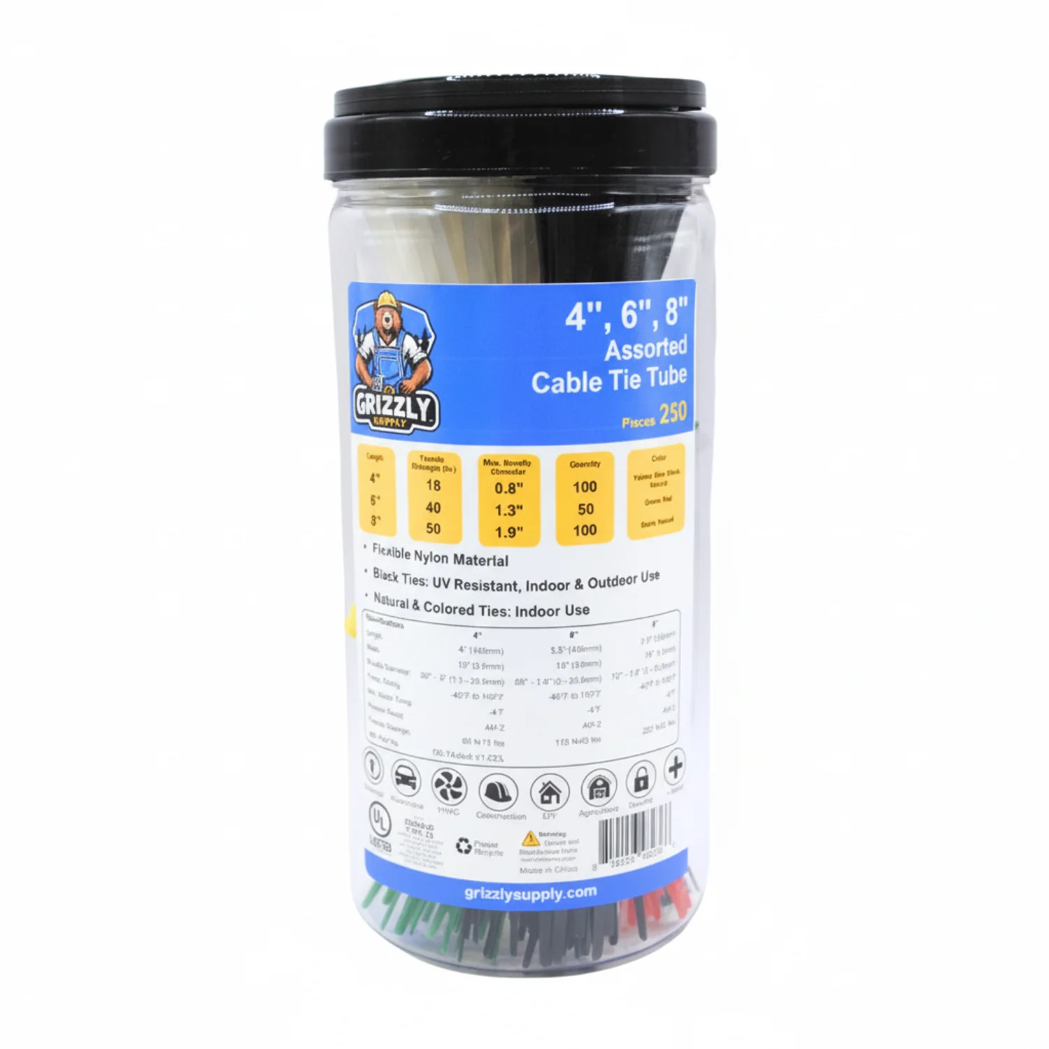 4", 6", 8" Assorted Cable Tie Tube 250/tube - Image 3