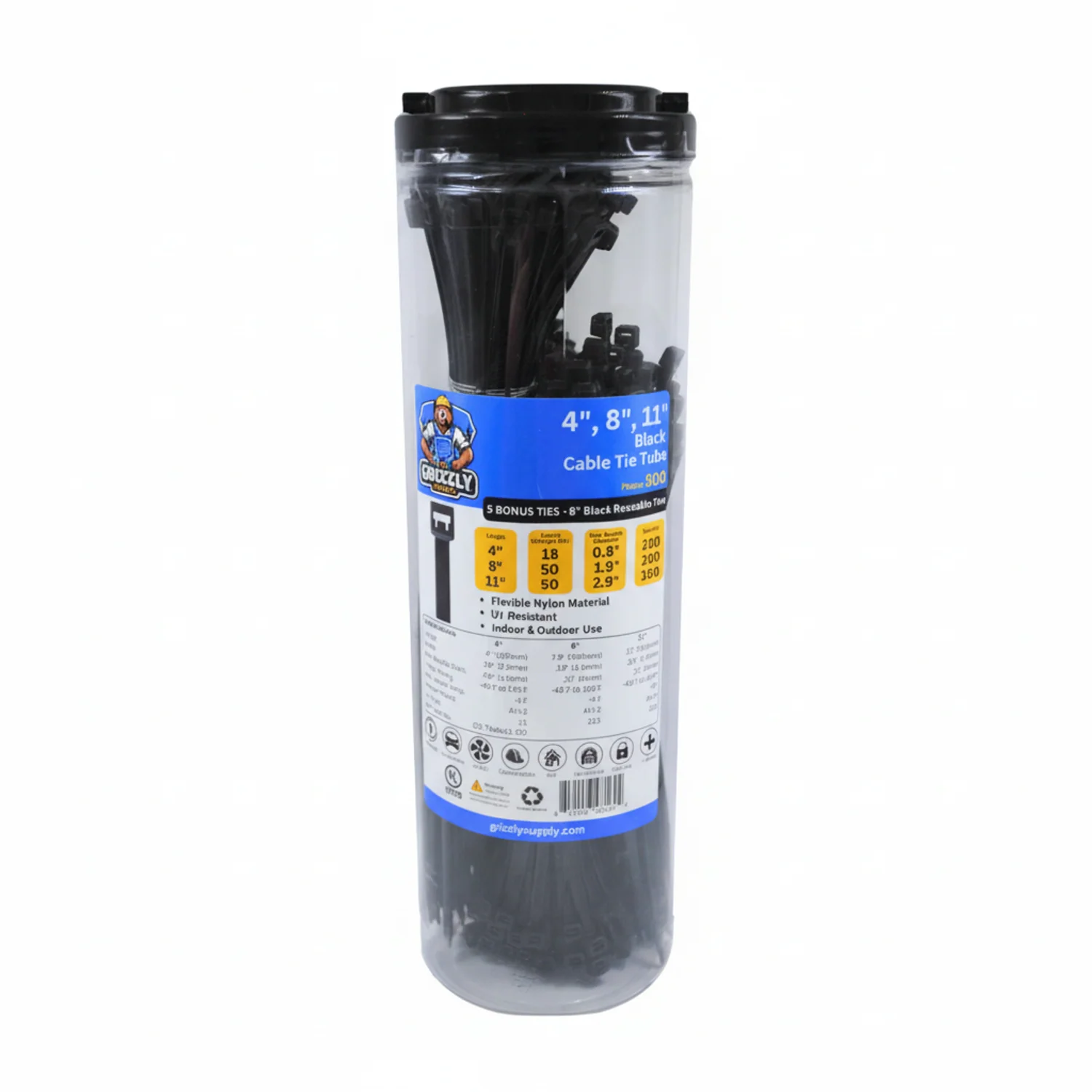4", 8", 11" BlackUV Assorted Tube 500/bag - Image 2
