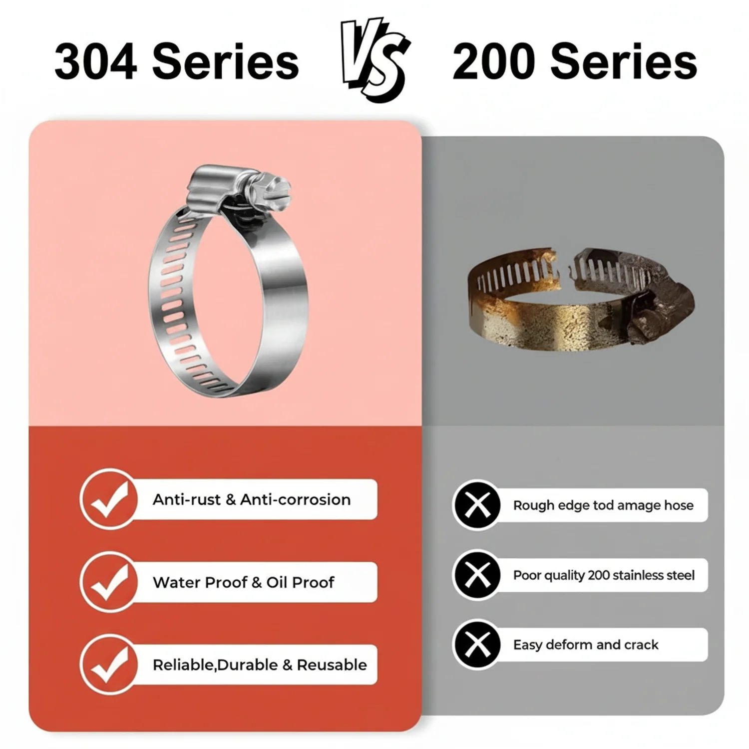 #44P Stainless Steel Hose Clamp w/ Zinc Plated Screw 10/box - Image 9