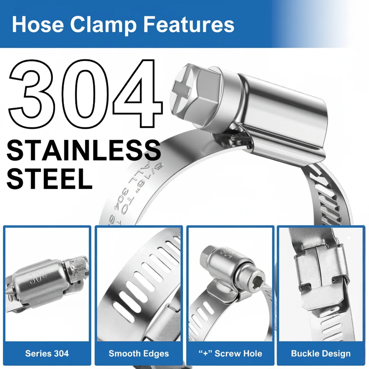 #4MP Mini Stainless Steel Hose Clamp w/ Zinc Plated Screw 10/box - Image 6