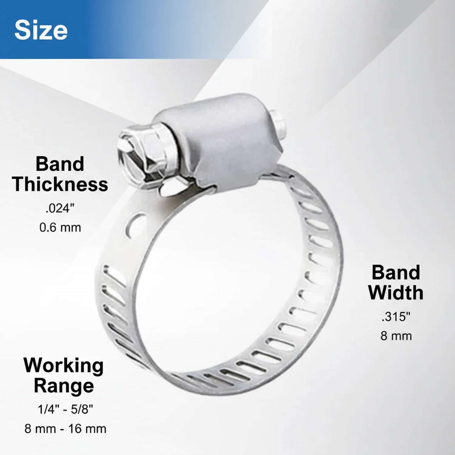 #4MS Mini All Stainless Steel Hose Clamp 10/box - Image 5