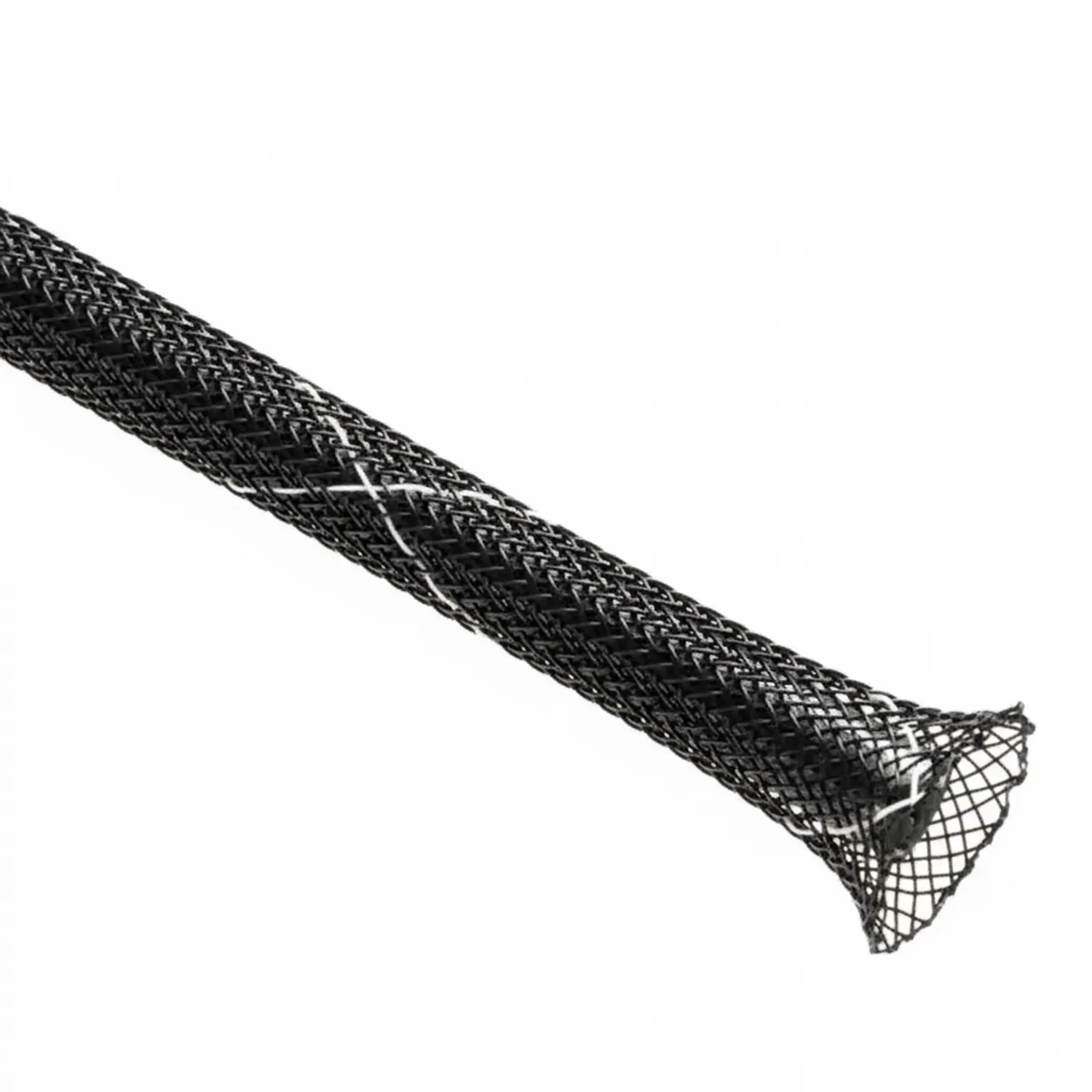 5/16” Black w/ White Tracer Techflex Flexo FR Flame Retardant Braided Sleeving 150ft - Image 2