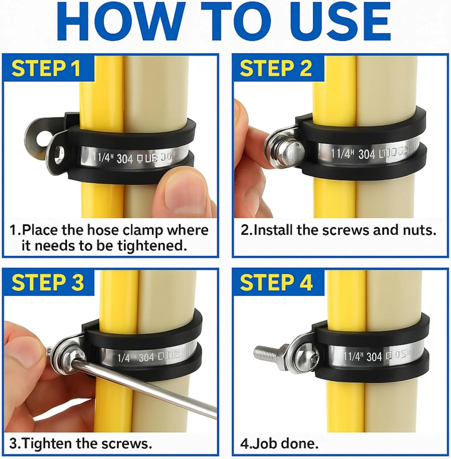 5/8" Rubber-Lined 304 Stainless Steel P-Clamp 100/bag - Image 6