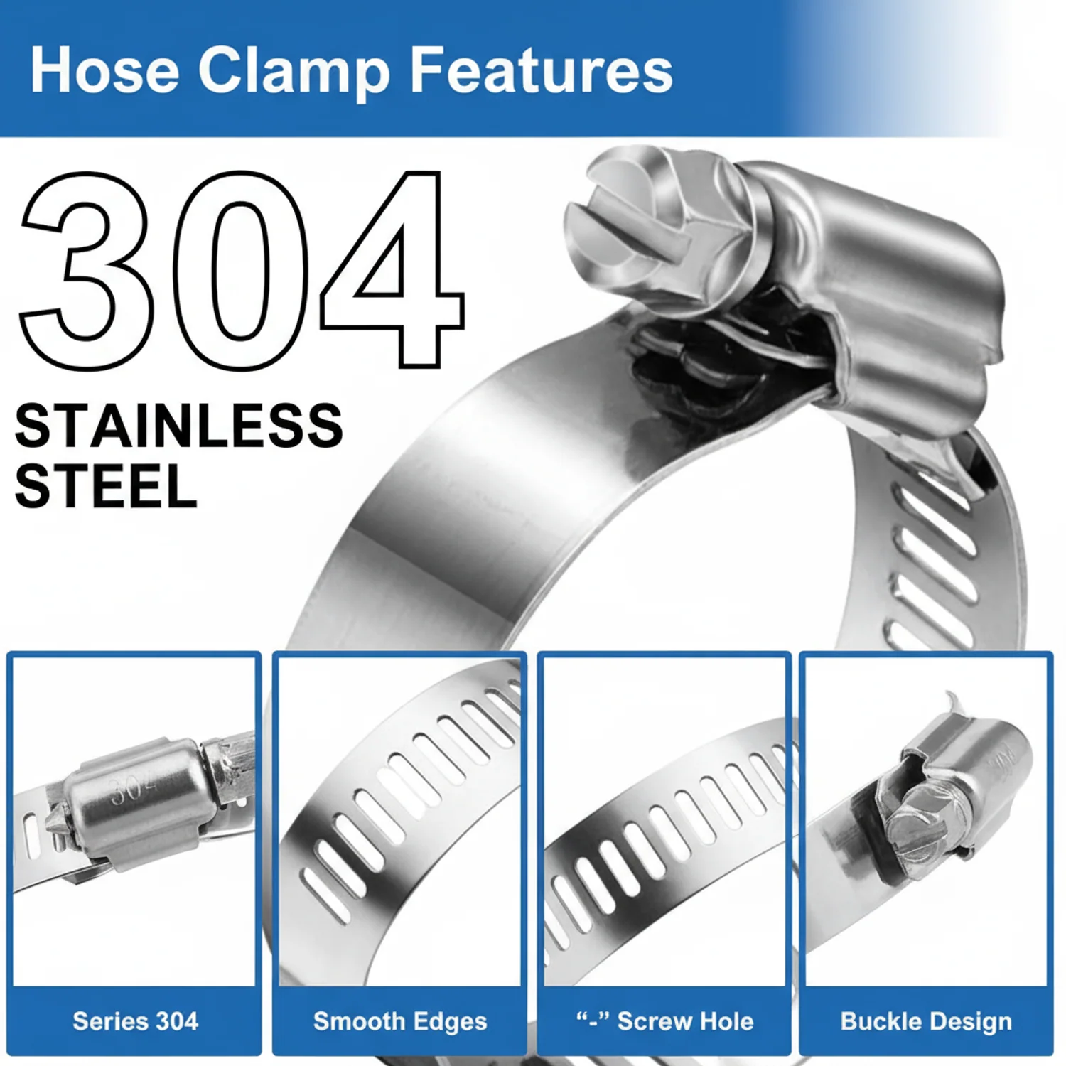 #52S All Stainless Steel Hose Clamp 10/box - Image 8