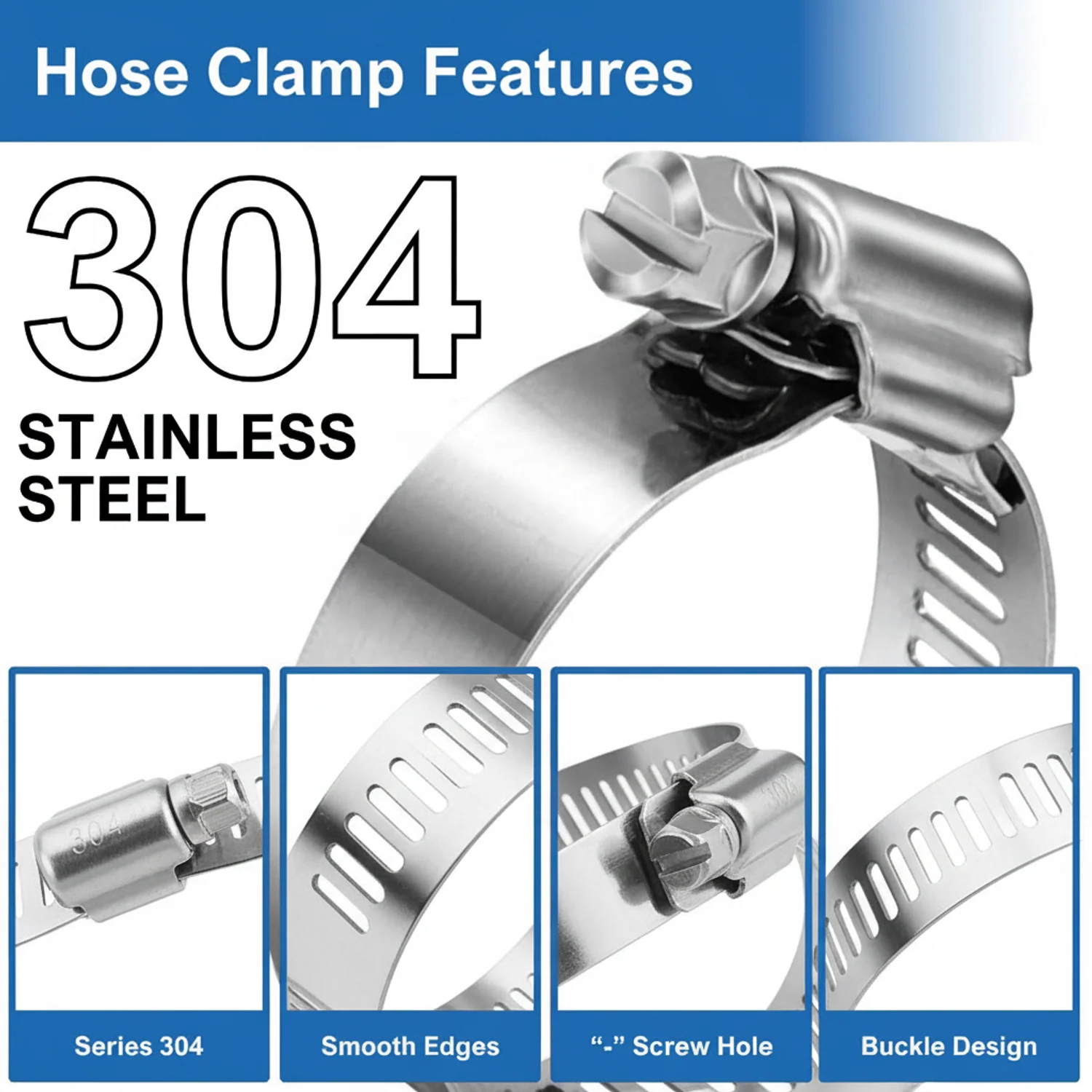 #56S All Stainless Steel Hose Clamp 10/box - Image 6