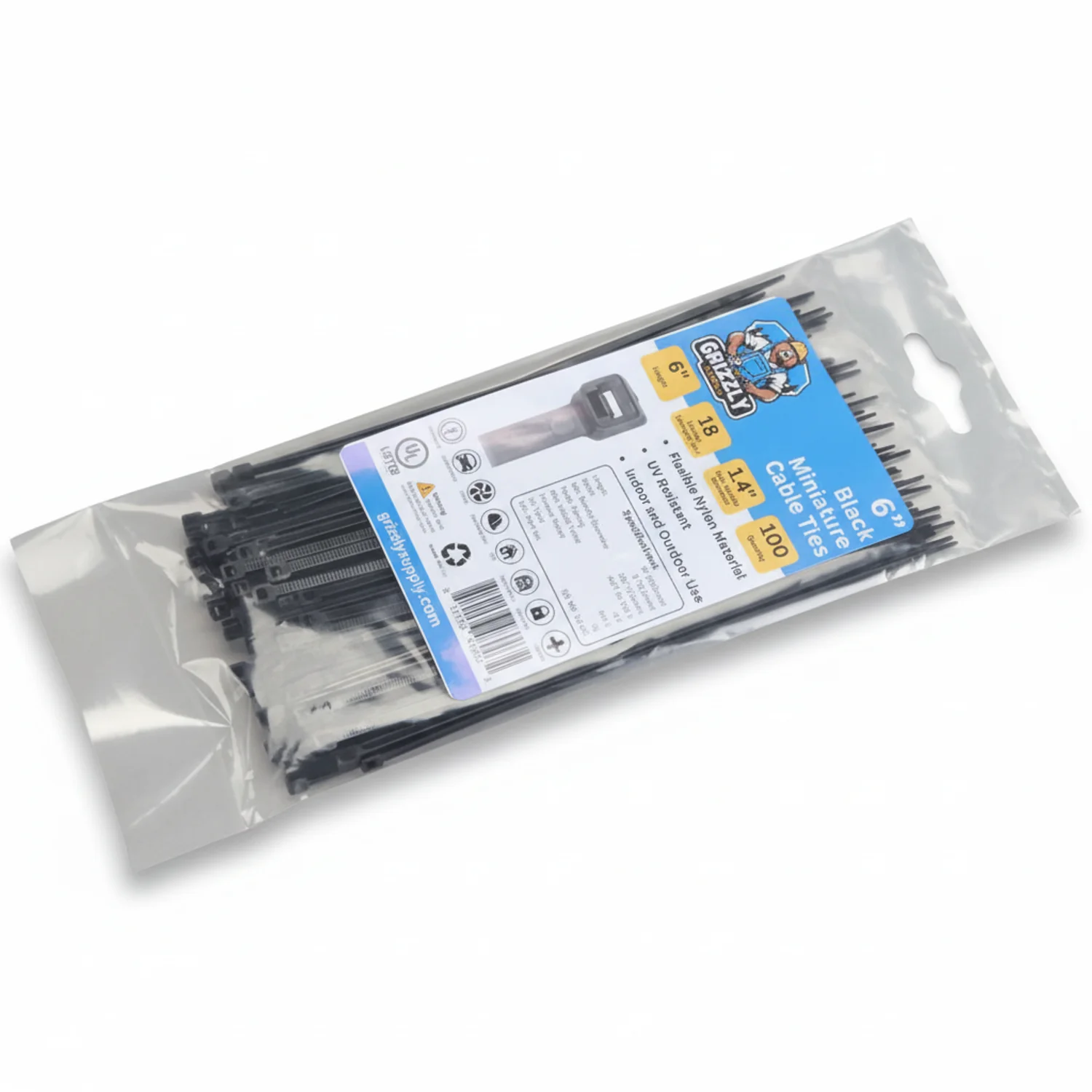6" 18lb BlackUV Cable Tie 100/bag - Image 2