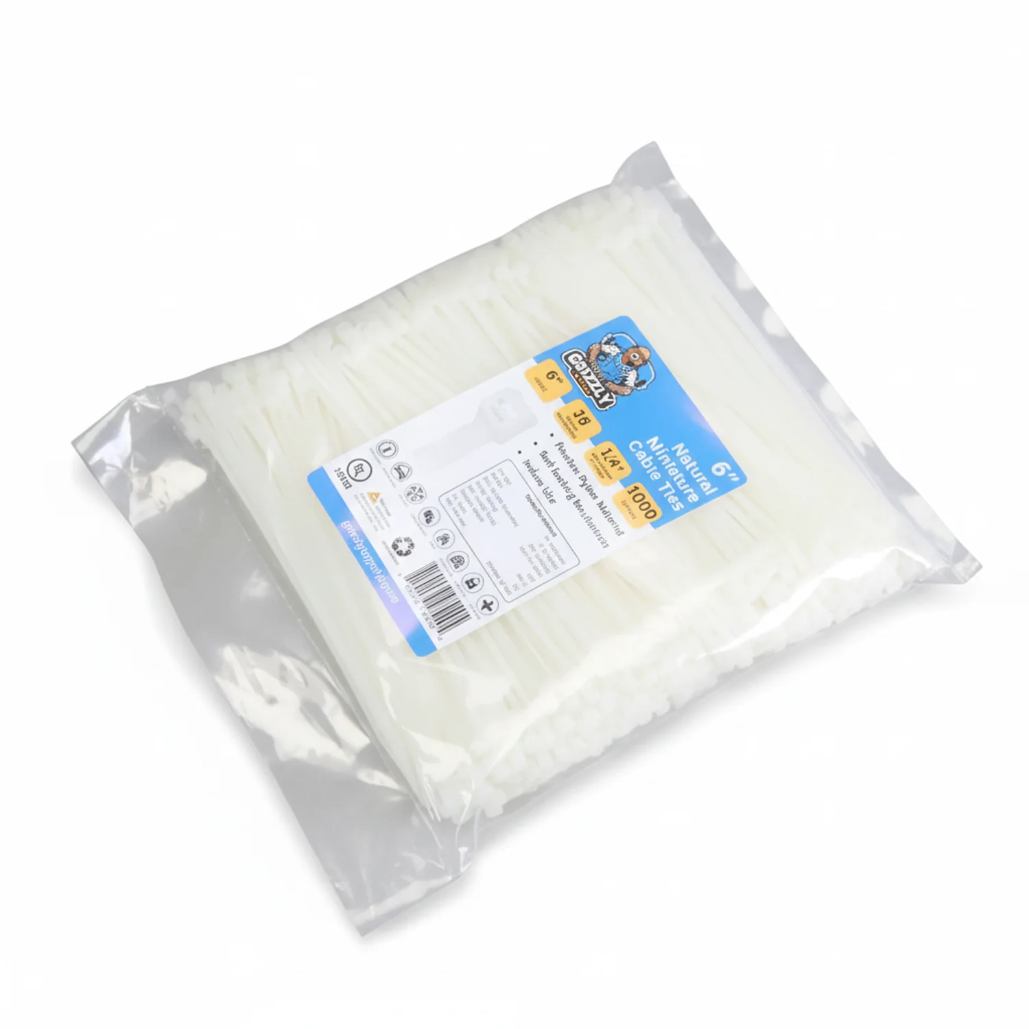 6" 18lb Natural Cable Tie 1000/bag - Image 2