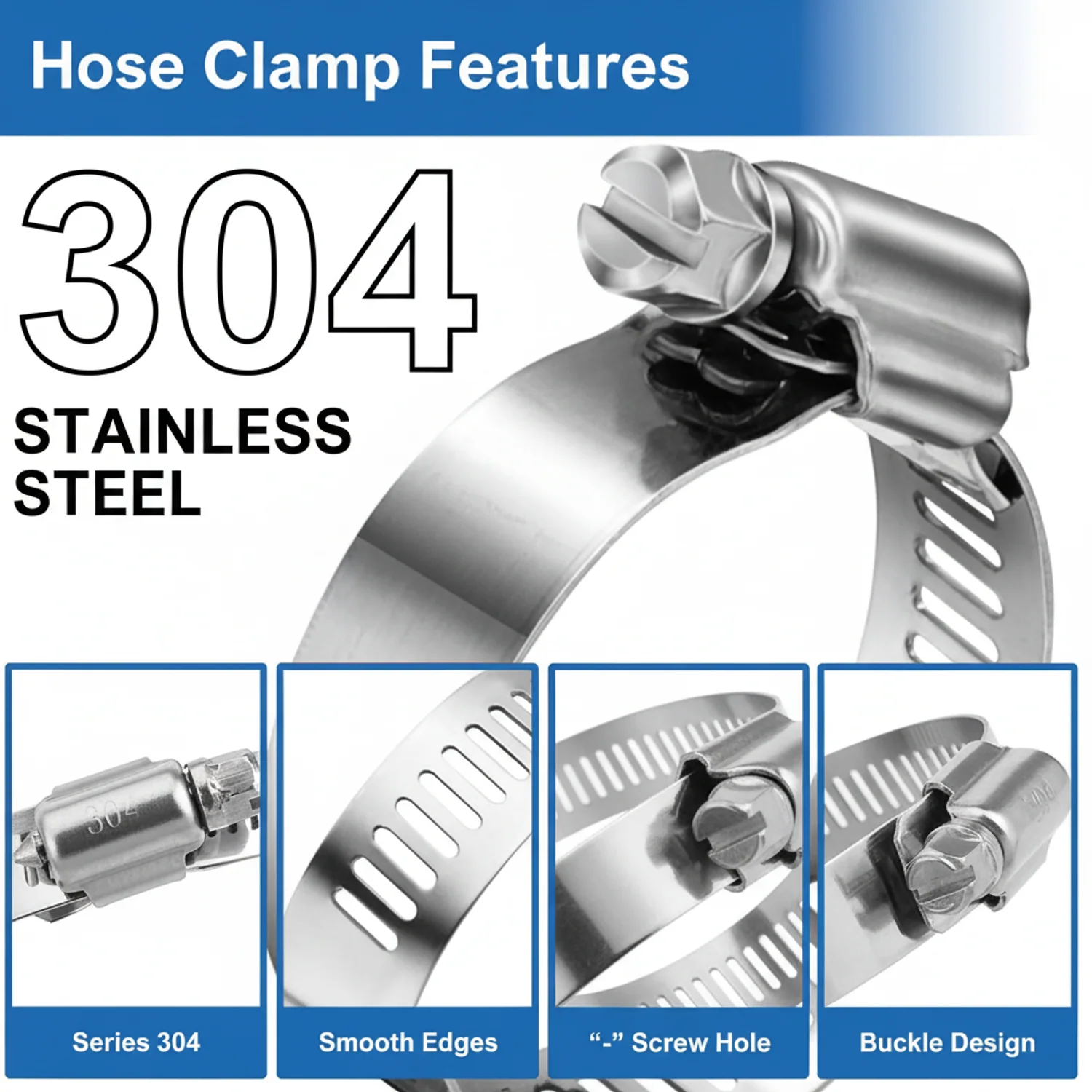 #64S All Stainless Steel Hose Clamp 10/box - Image 8