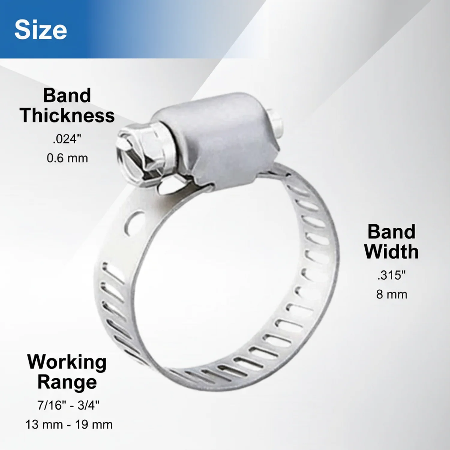 #6MS Mini All Stainless Steel Hose Clamp 10/box - Image 5