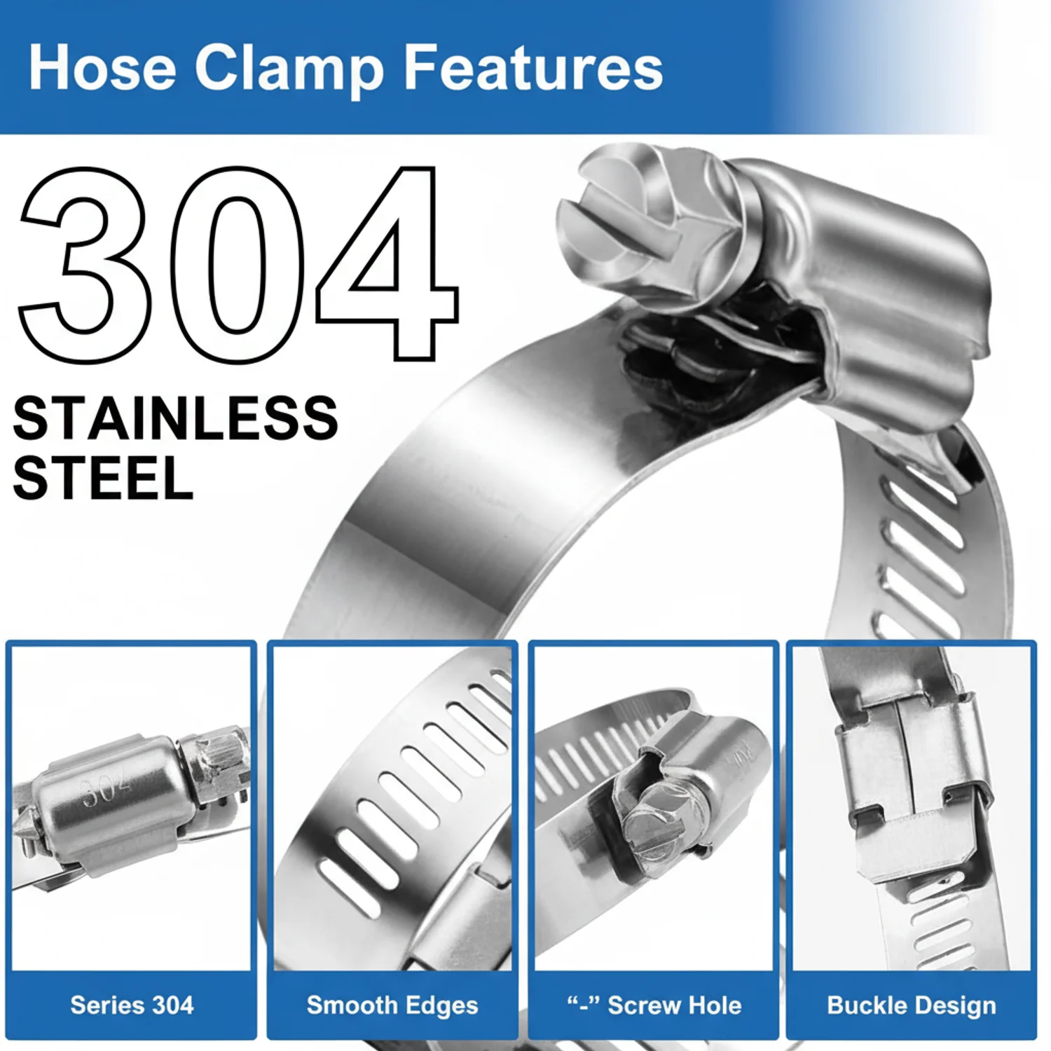 #6MS Mini All Stainless Steel Hose Clamp 10/box - Image 8