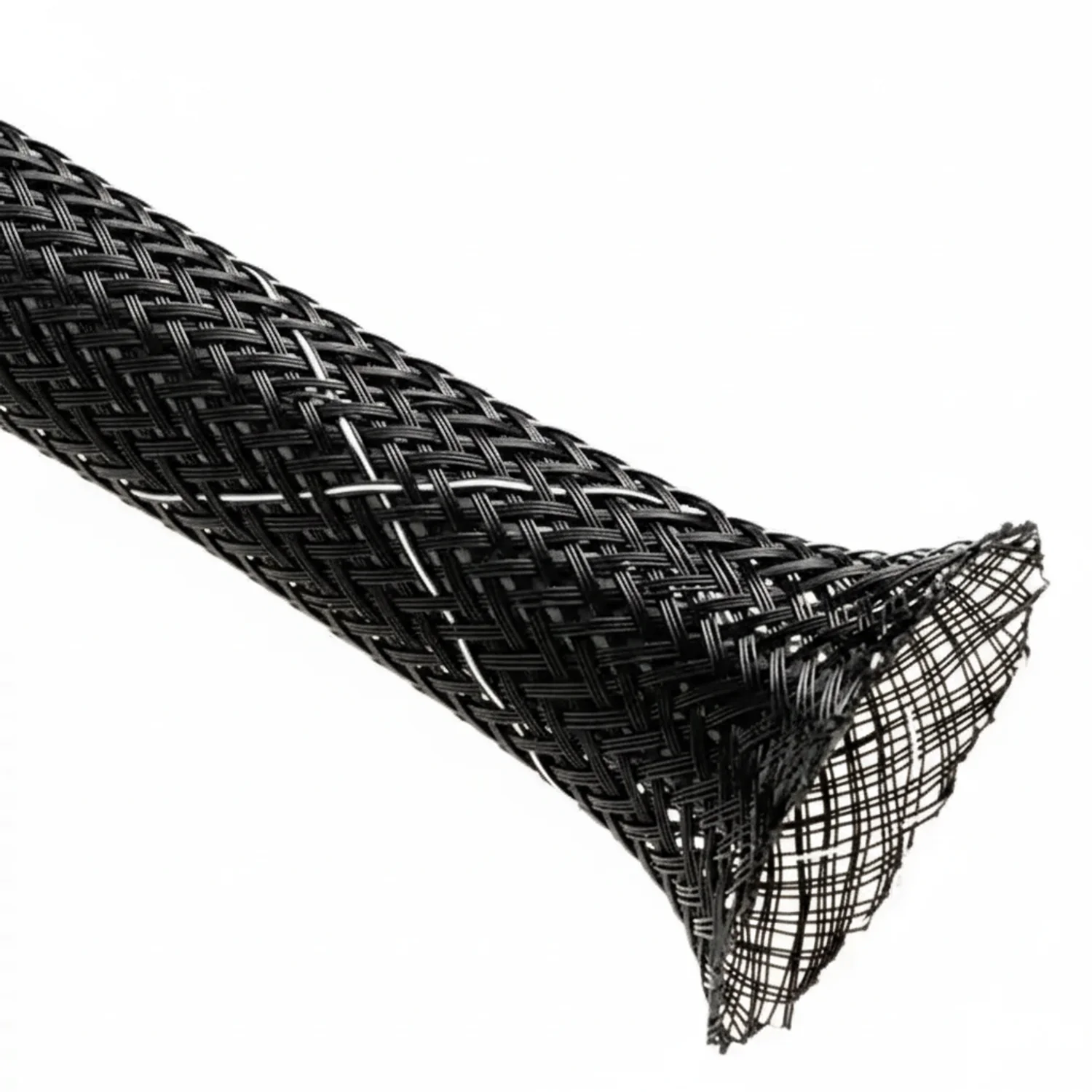 7/16” Black w/ White Tracer Techflex Flexo FR Flame Retardant Braided Sleeving 125ft - Image 3