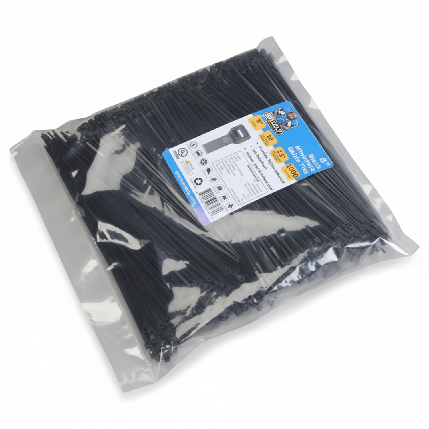 8" 18lb Black Cable Tie 1000/bag - Image 2