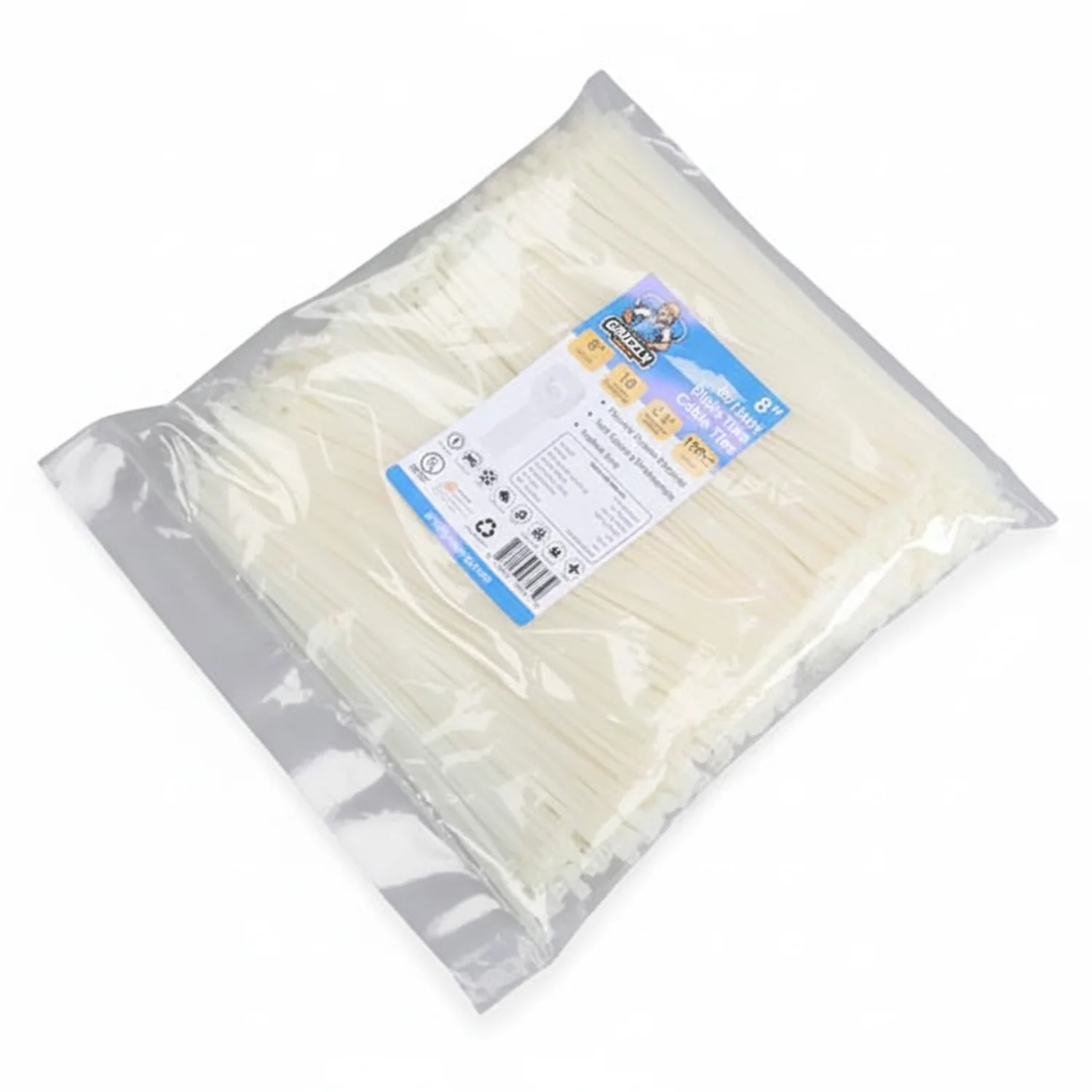8" 18lb Natural Cable Tie 1000/bag - Image 2
