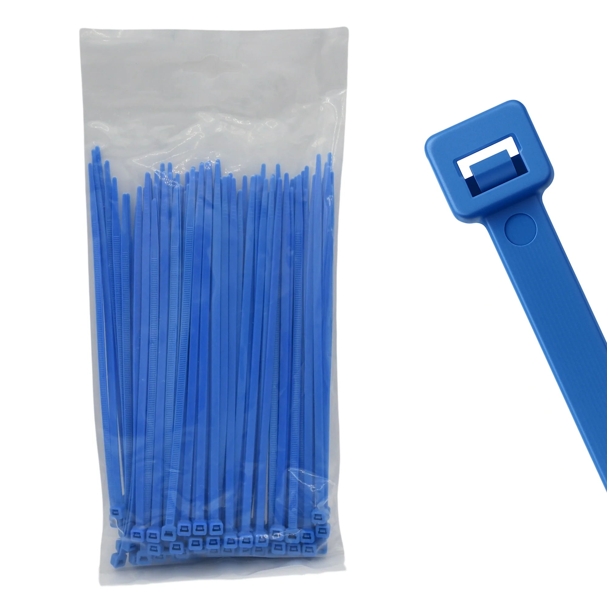 8" 40lb Fluorescent Blue Cable Ties / Zip Ties 100/bag Part # C8-40-Flo Blue - Image 3