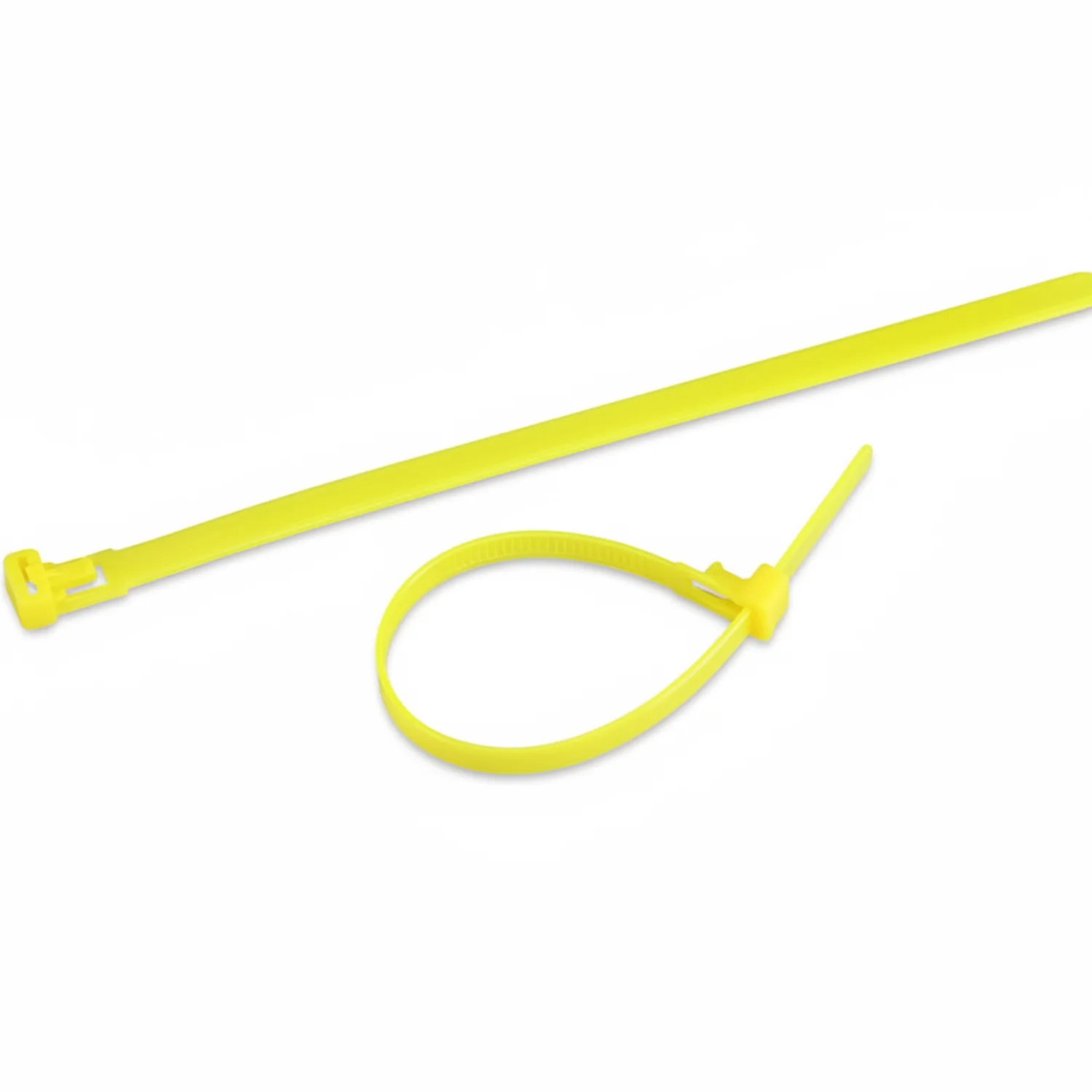 8" 50lb Flo Yellow Releasable Cable Tie 25/bag