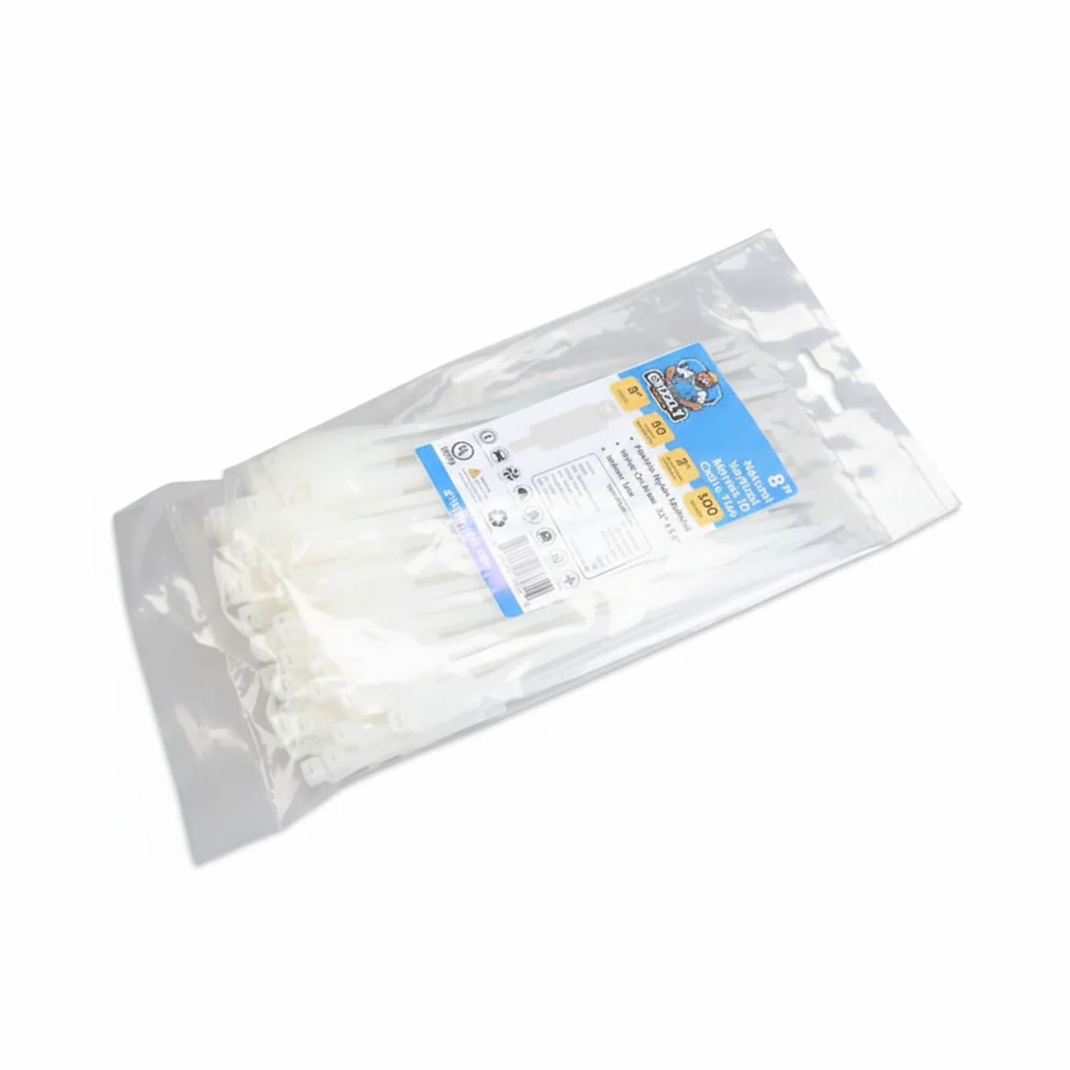 8" 50lb Verticle Marker ID Flag Cable Tie Natural 100/bag - Image 2