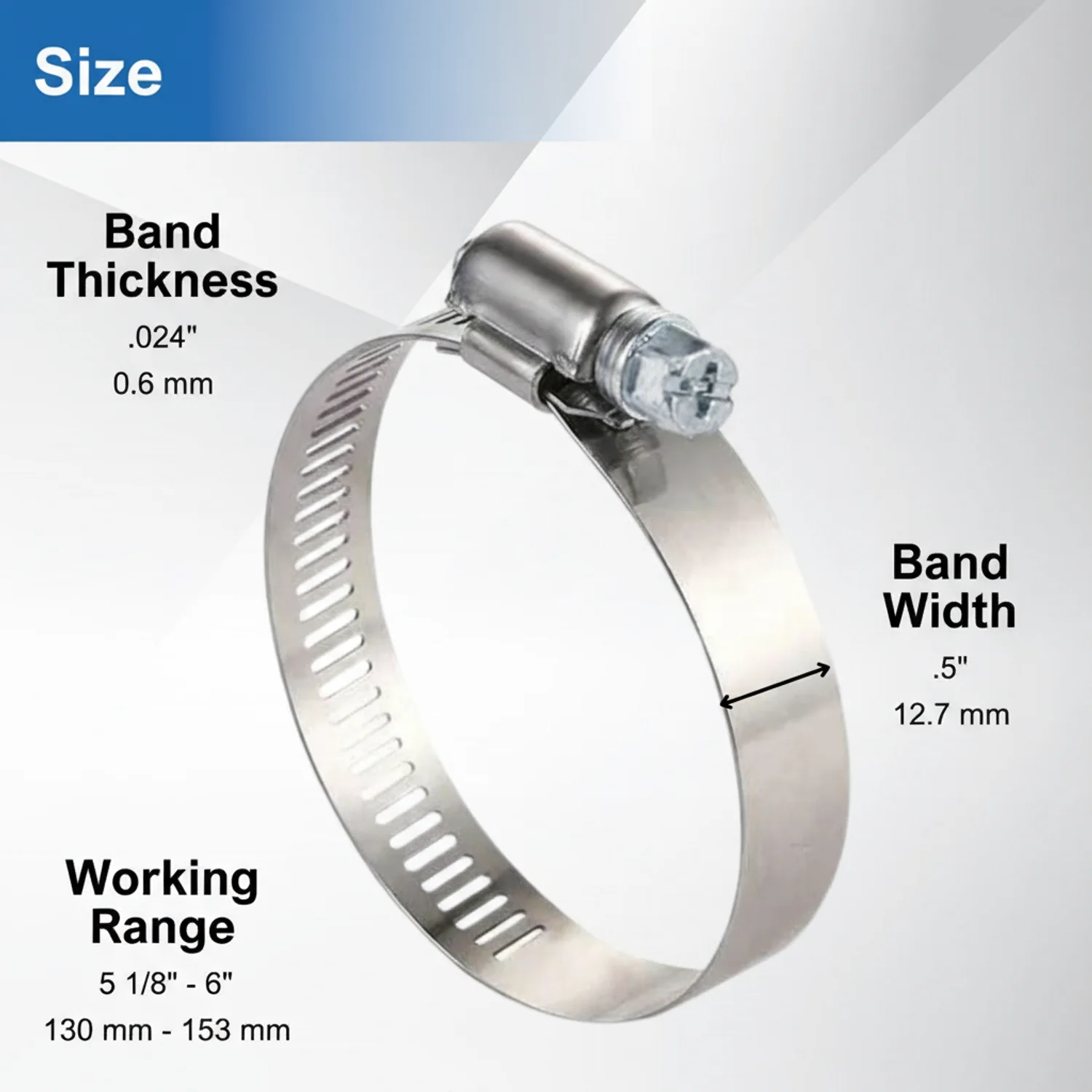 #88P Stainless Steel Hose Clamp w/ Zinc Plated Screw 10/box - Image 3