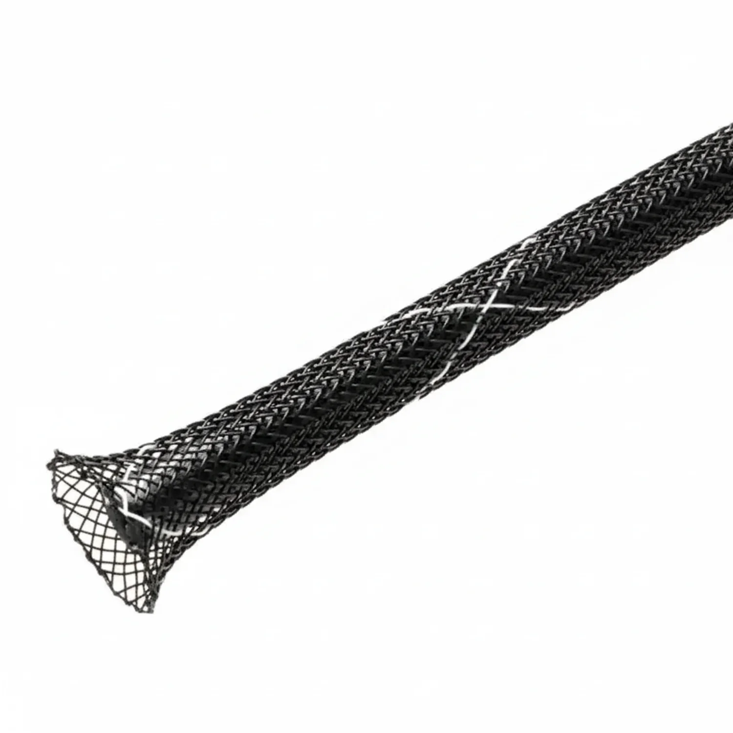 9/16” Black w/ White Tracer Techflex Flexo FR Flame Retardant Braided Sleeving 100ft - Image 2