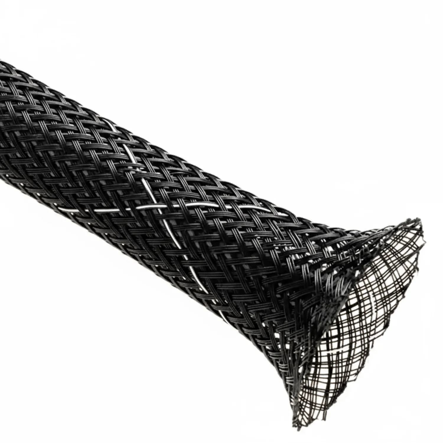 9/16” Black w/ White Tracer Techflex Flexo FR Flame Retardant Braided Sleeving 100ft - Image 3