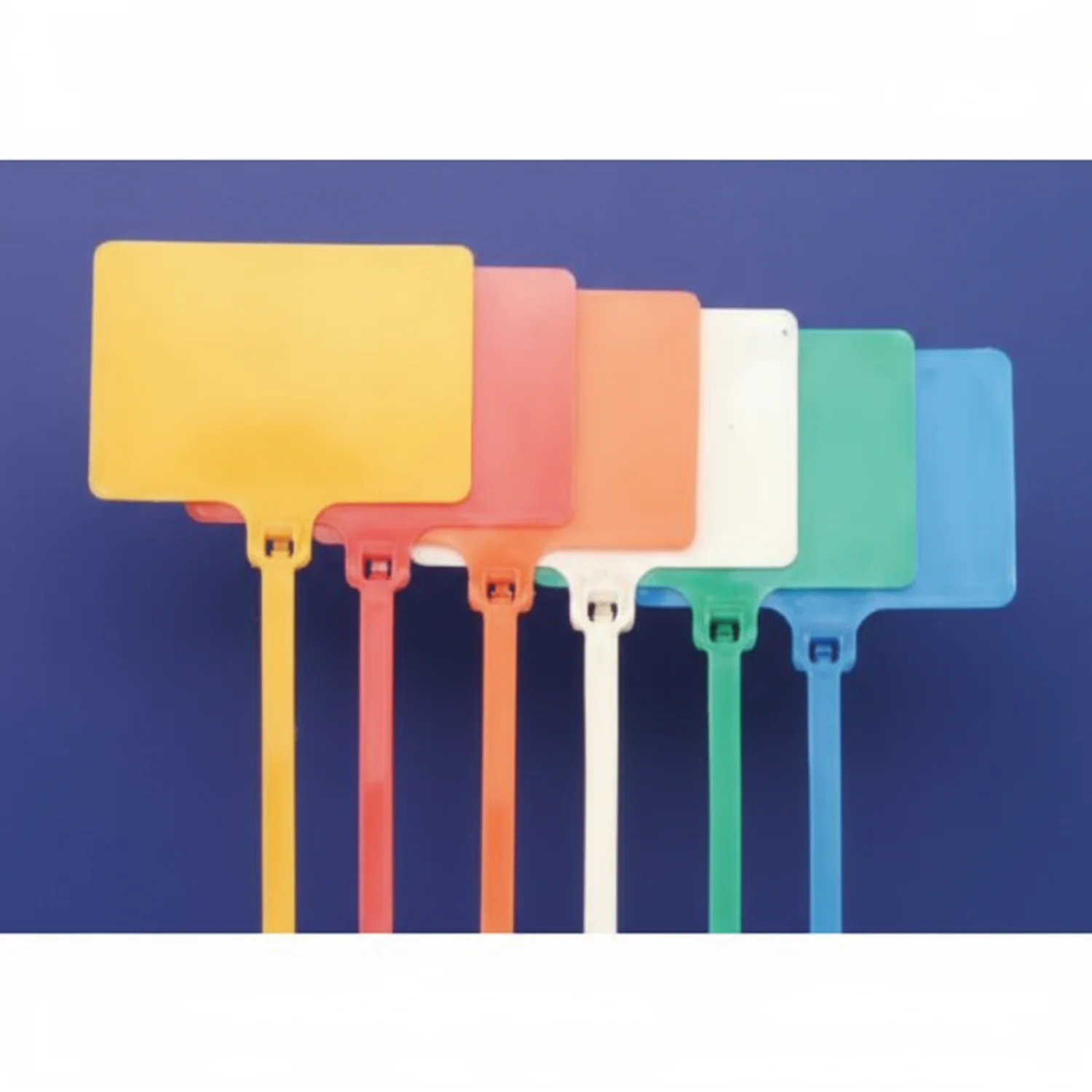 9" 120lb Yellow Nylon Cable Tie Blank Flag Identification Tag w/ 2" X 3" Flag. 100/Bag