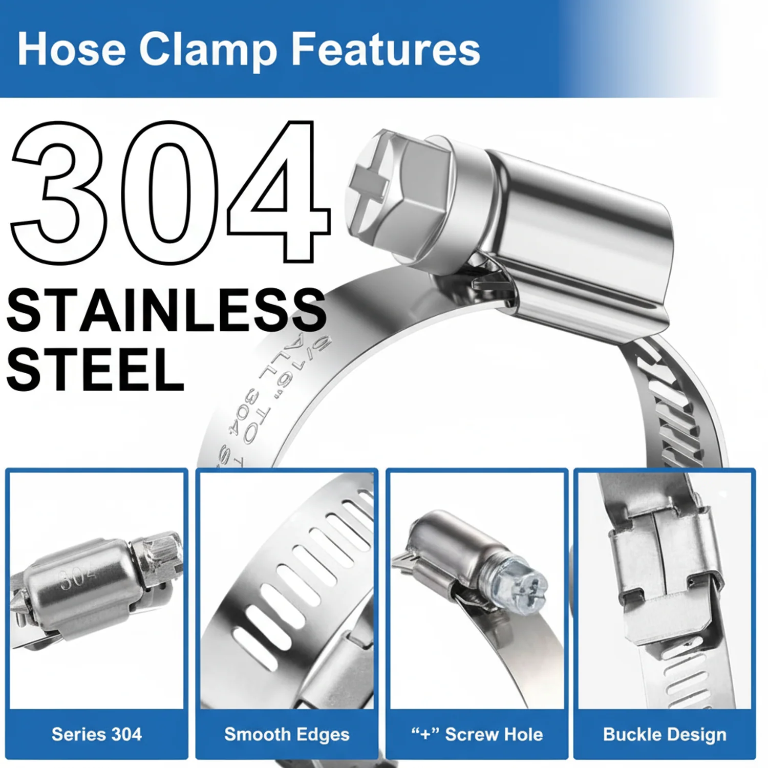#96P Stainless Steel Hose Clamp w/ Zinc Plated Screw - Image 6