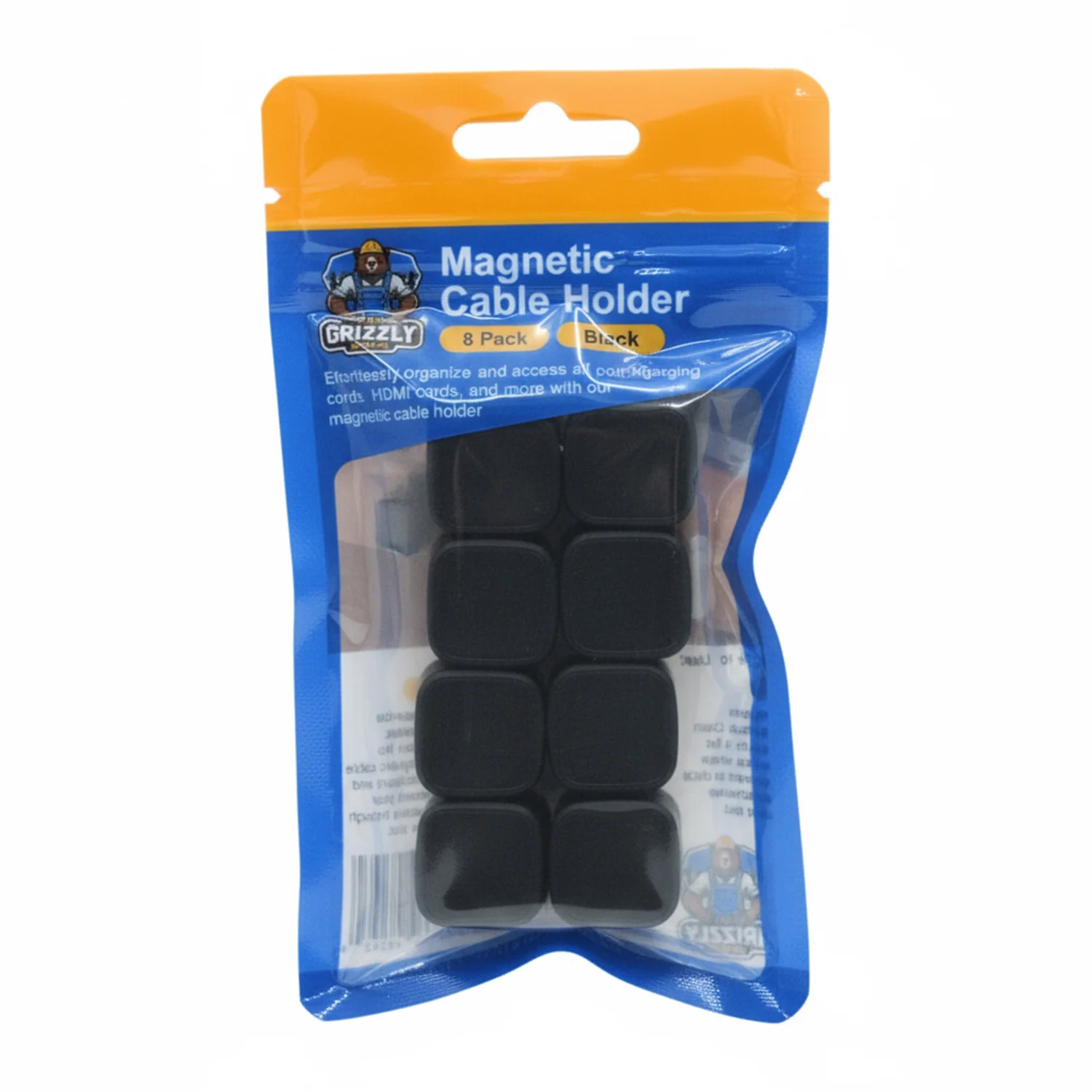 Black Magnetic Cable Holder Cable Clips for Nightstand, Deck, Home, Office 8/pack - Image 2