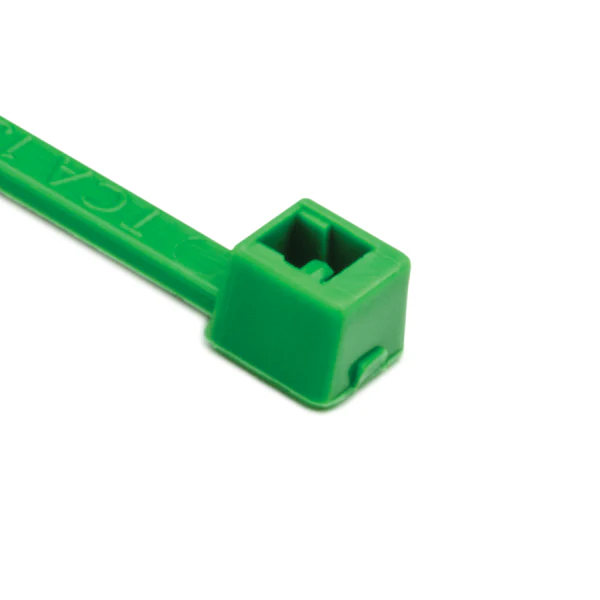 HellermannTyton 116-01815 Standard Cable Tie, 4" Long, UL Rated, 18lb Tensile Strength, PA66, Green, 100/pkg
