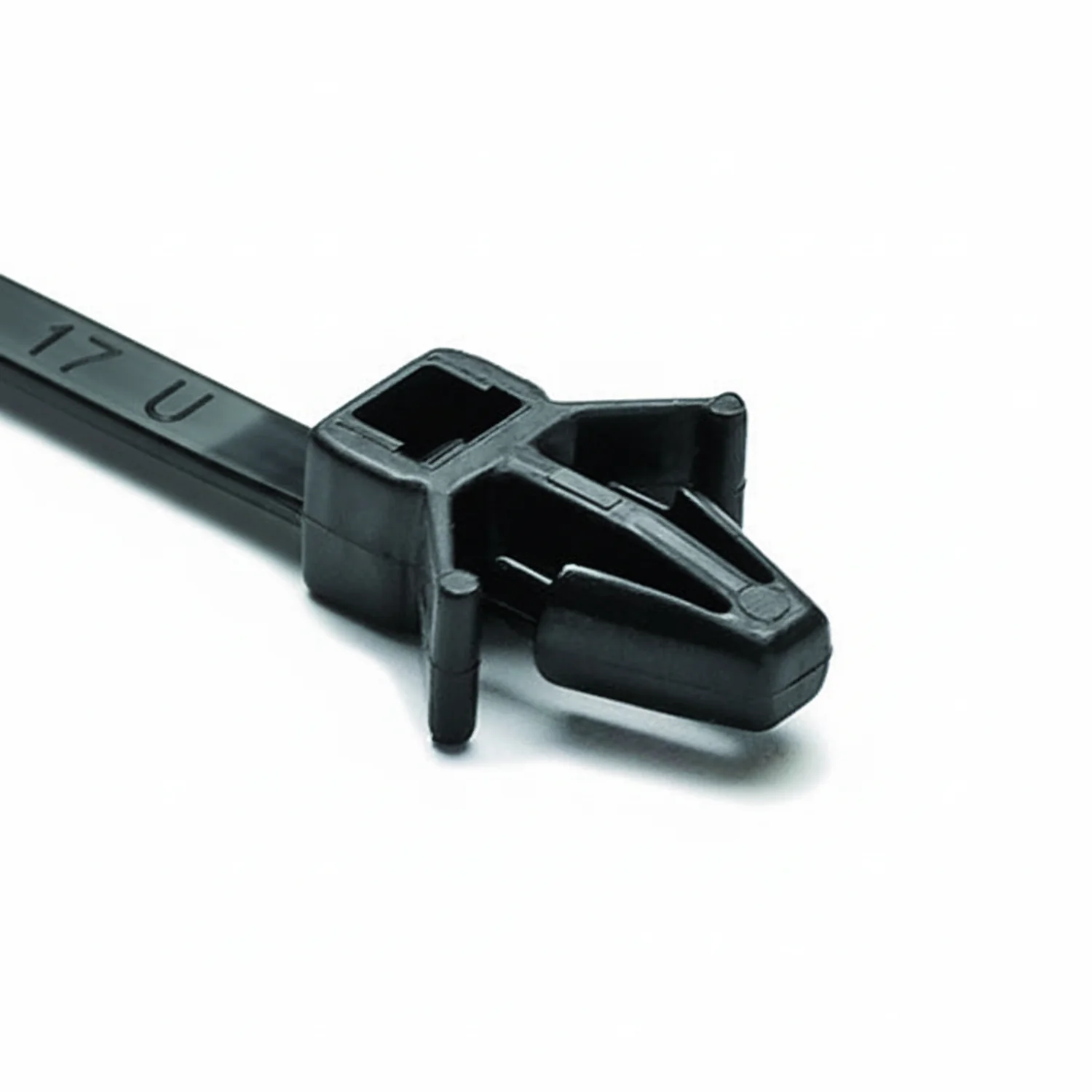 HellermannTyton 126-00069 Arrowhead Push-Mount Cable Tie, 6"L, 50lb, 0.03"–0.12" Panel Thickness, PA66, Natural, 500/bag