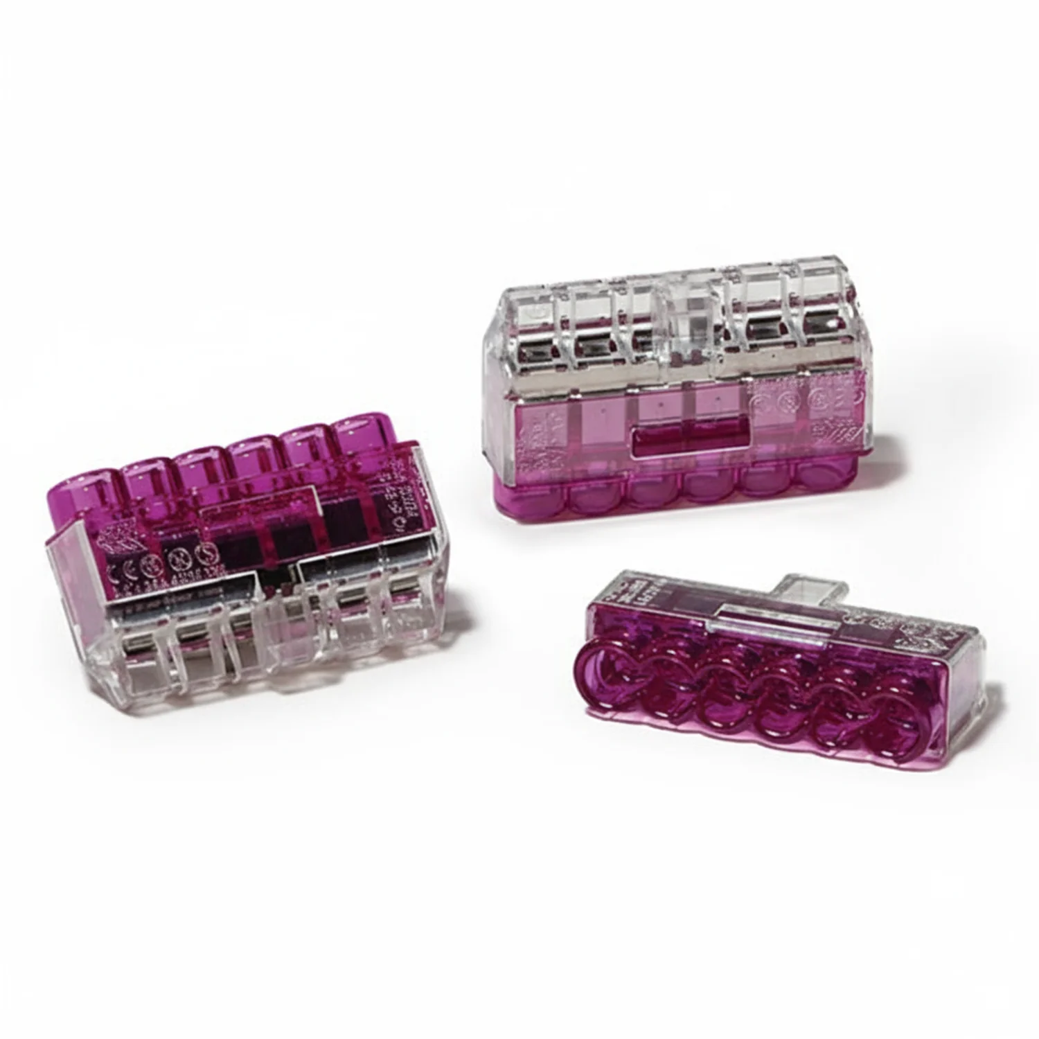 HellermannTyton 148-90040 HelaCon Plus Mini, Push-In Style Wire Connector, Double Spring, 6-Port, (PC), Violet, 50/pkg