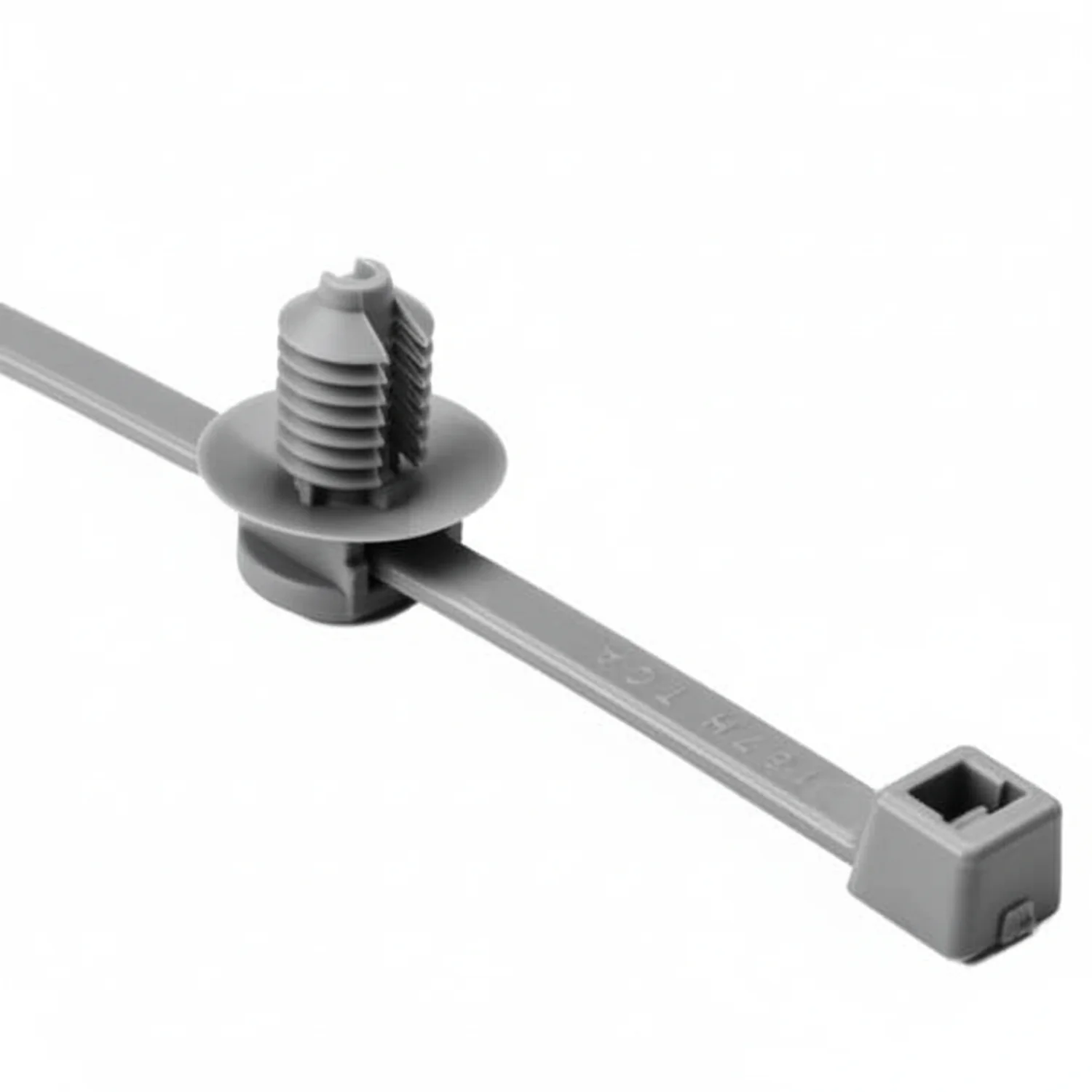 HellermannTyton 150-31098 Fir Tree with Tie, 8.0" Long, Mounting Hole Diameter .26"-.28", PA46, Grey, 500/pkg