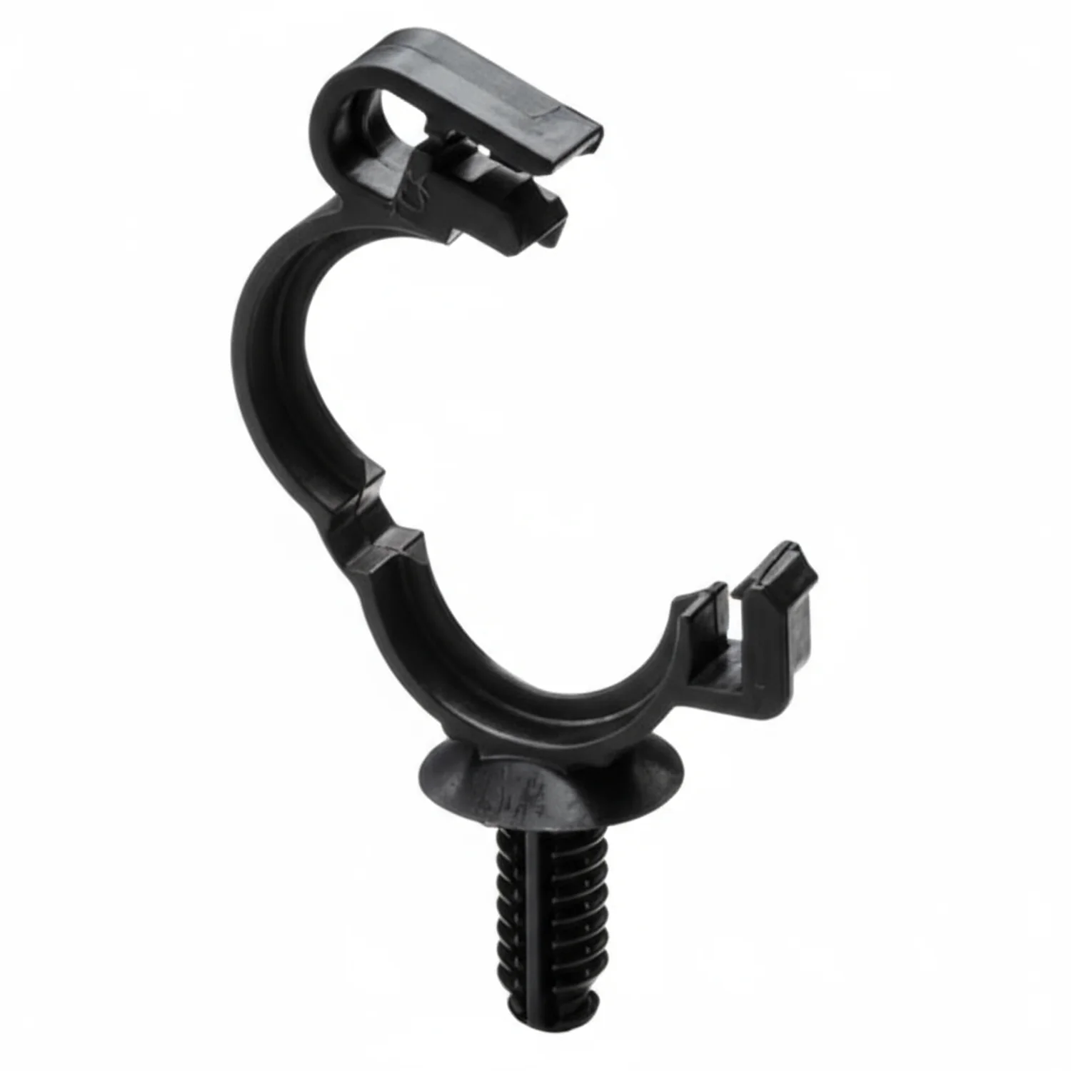 HellermannTyton 151-00621 Convoluted Tubing Clip, 0.06" Max Bundle Diameter, .02"–.50" Panel Thick, PA66HIRHS, Black, 1500/box