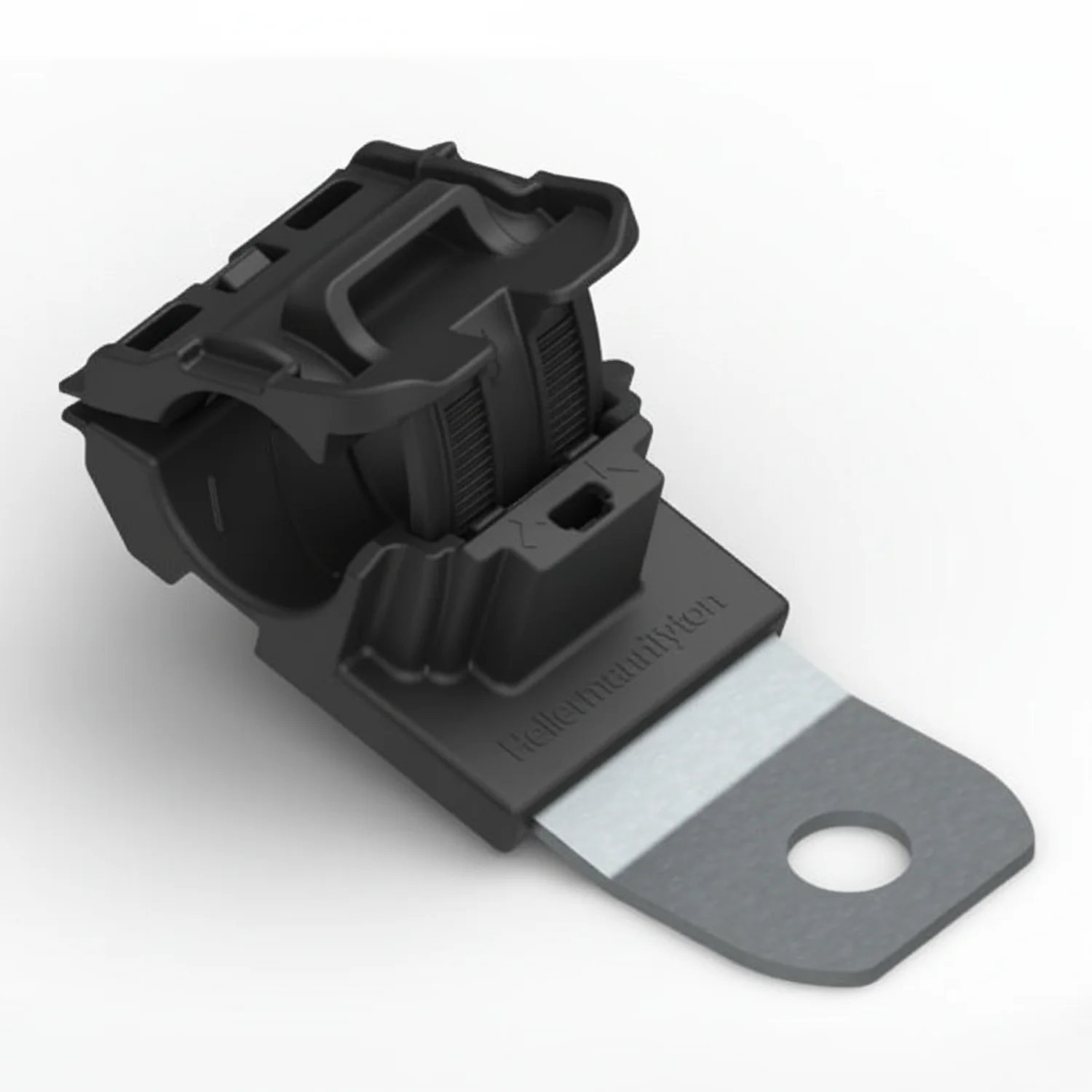 HellermannTyton 151-01449 Ratchet P-Clamp, .52"–.77" Bundle Dia, 15° Short, .41" Hole Dia, PA66HIRHSUV/ST/ZN, Black, 280/ctn