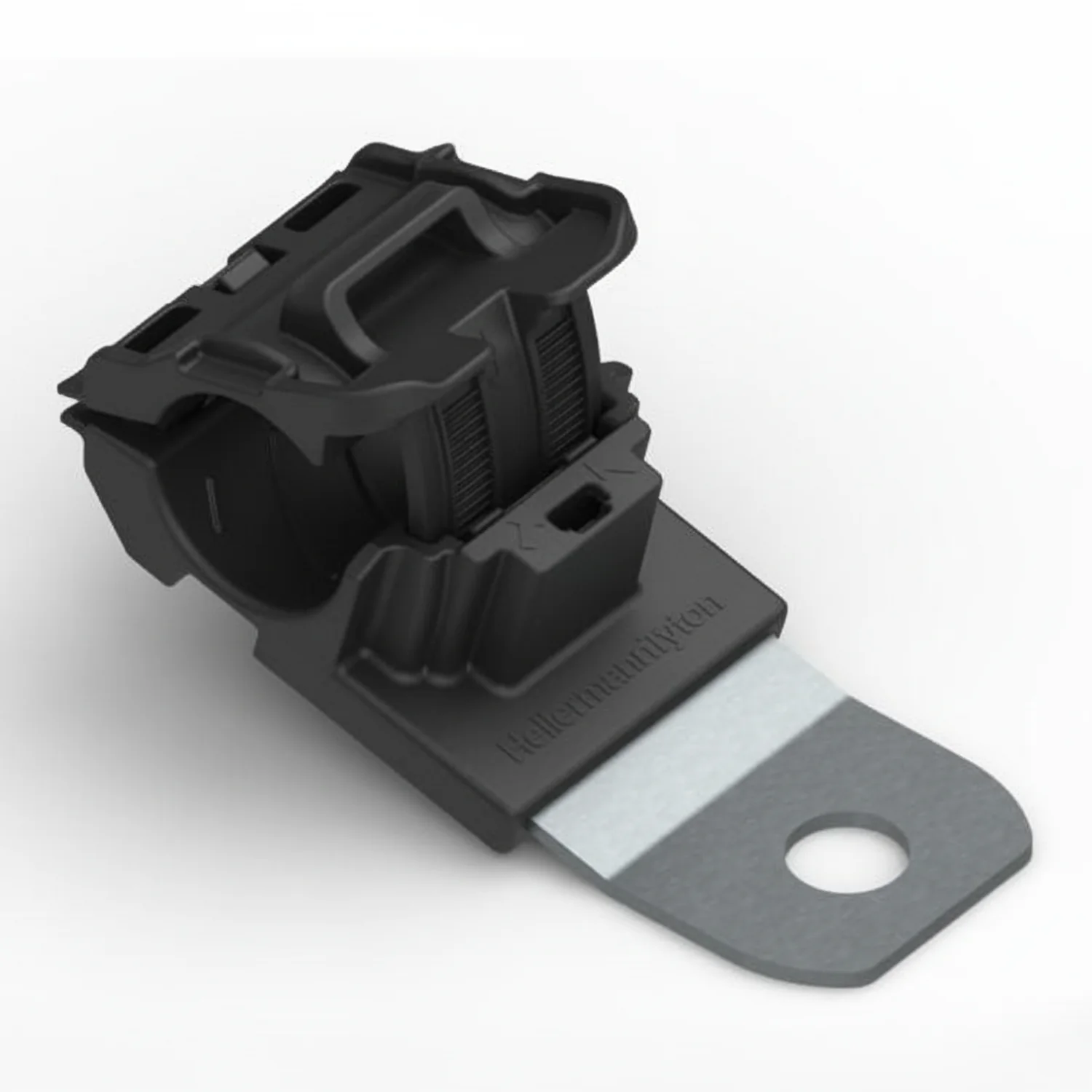 HellermannTyton 151-01450 Ratchet P-Clamp, .52"–.77" Bundle Dia, 15° Short, .51" Hole Dia, PA66HIRHSUV/ST/ZN, Black, 280/ctn
