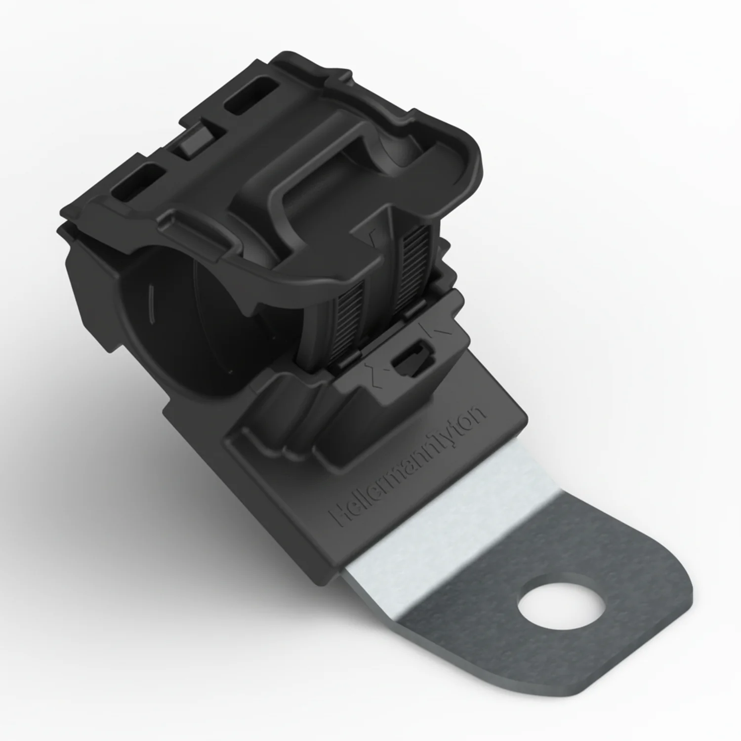 HellermannTyton 151-01452 Ratchet P-Clamp, .52"–.77" Bundle Dia, 30° Short, .41" Hole Dia, PA66HIRHSUV/ST/ZN, Black, 280/ctn