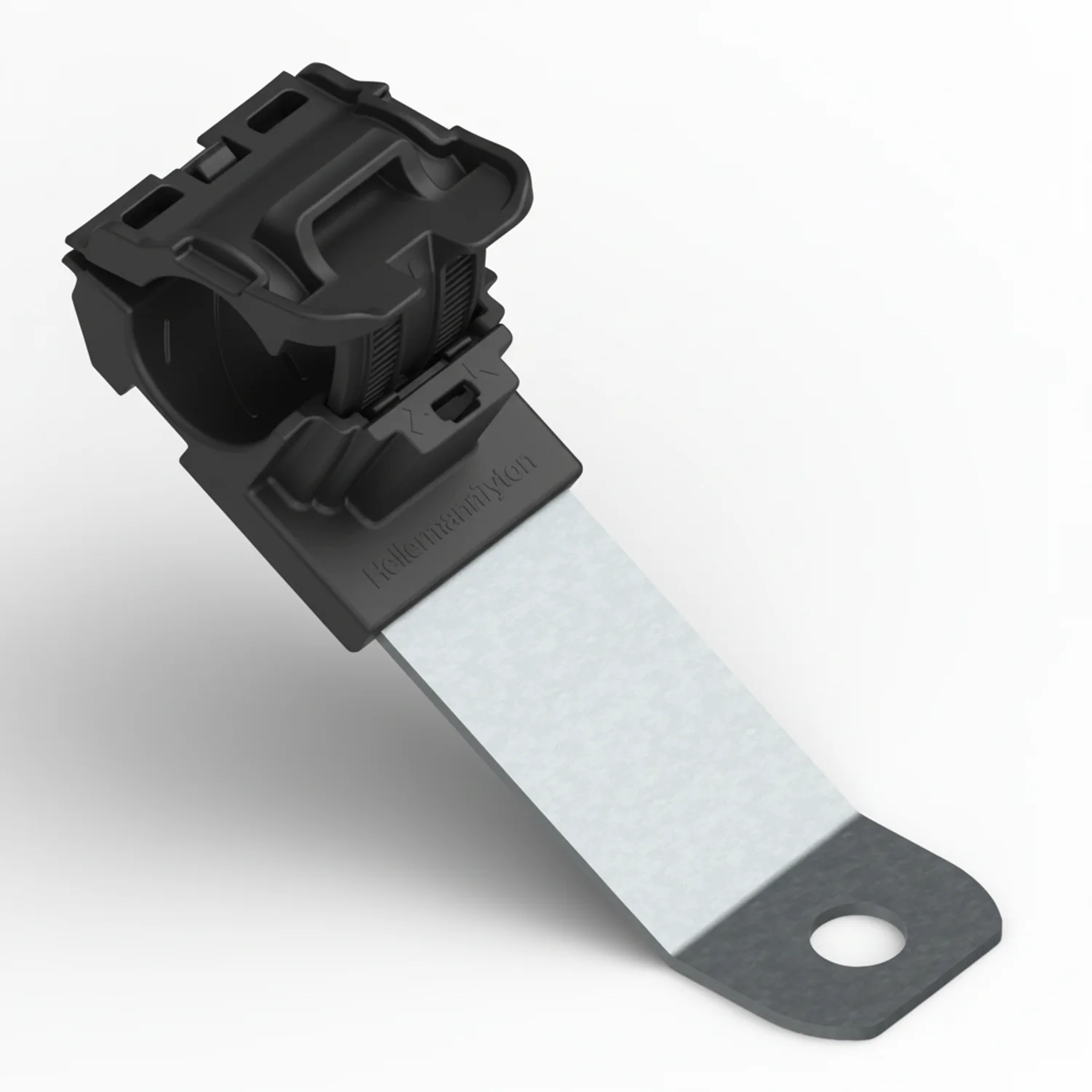 HellermannTyton 151-01455 Ratchet P-Clamp, .52"–.77" Bundle Dia, 30° Long, .41" Hole Dia, PA66HIRHSUV/ST/ZN, Black, 200/ctn