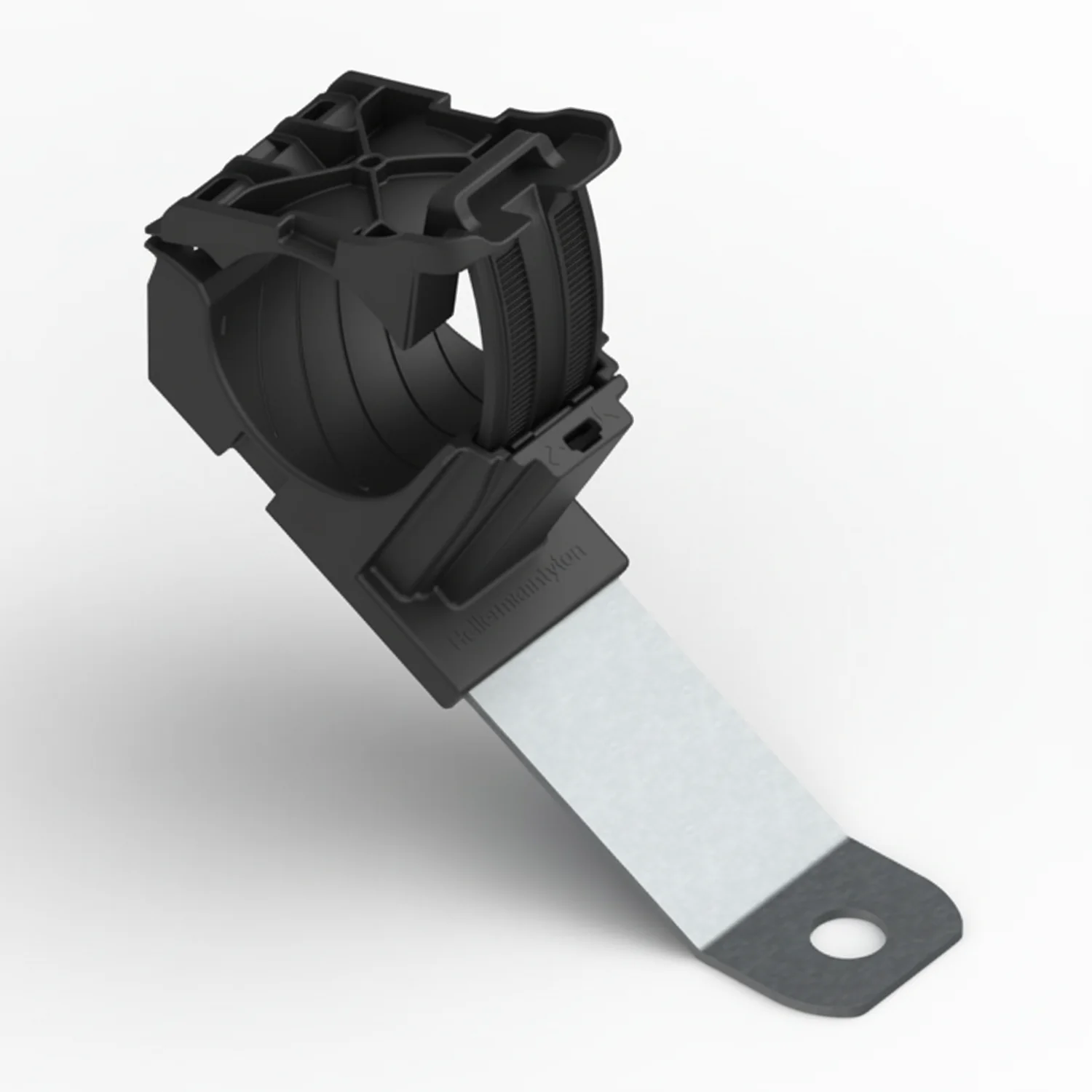 HellermannTyton 151-01490 Ratchet P-Clamp, .76"–1.42" Bundle Dia, 30° Long, .41" Hole Dia, PA66HIRHSUV/ST/ZN, Black, 140/ctn