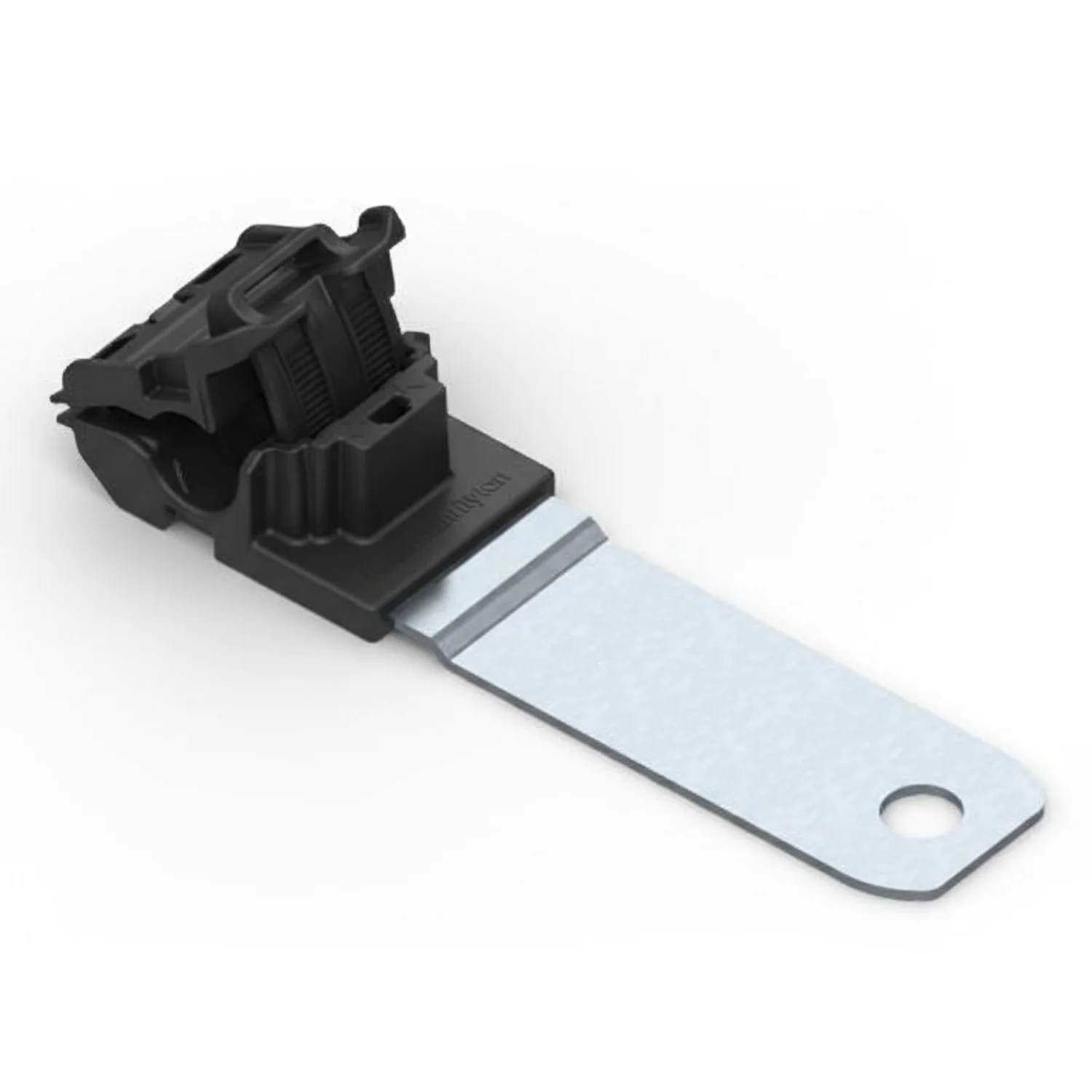 HellermannTyton 151-01639 Ratchet P-Clamp, .24"–.54" Bundle Dia, 180° Long, .26" Hole Dia, PA66HIRHSUV/ST/ZN, Black, 200/ctn