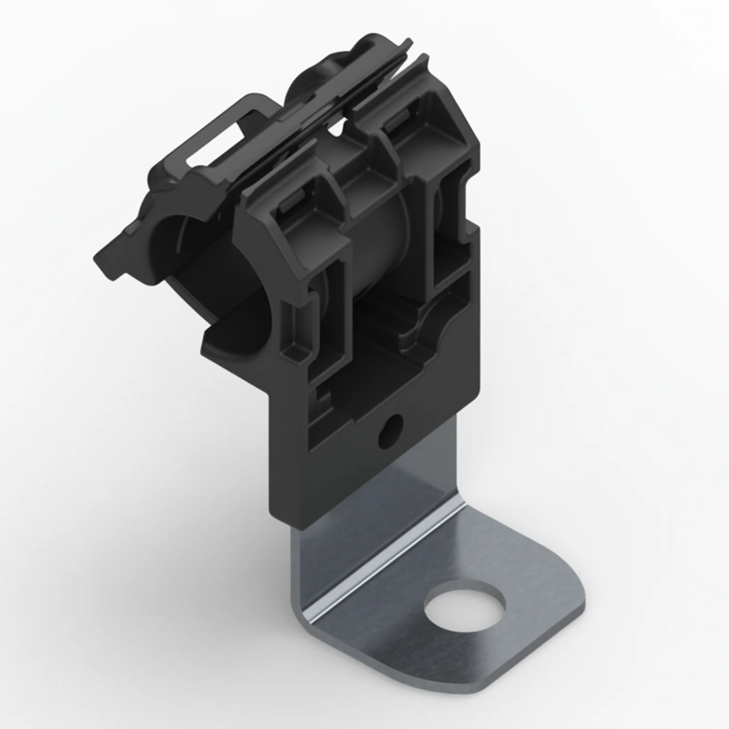 HellermannTyton 151-01651 Ratchet P-Clamp, .52"–.77" Bundle Dia, 90° Short, .26" Hole Dia, PA66HIRHSUV/ST/ZN, Black, 280/ctn