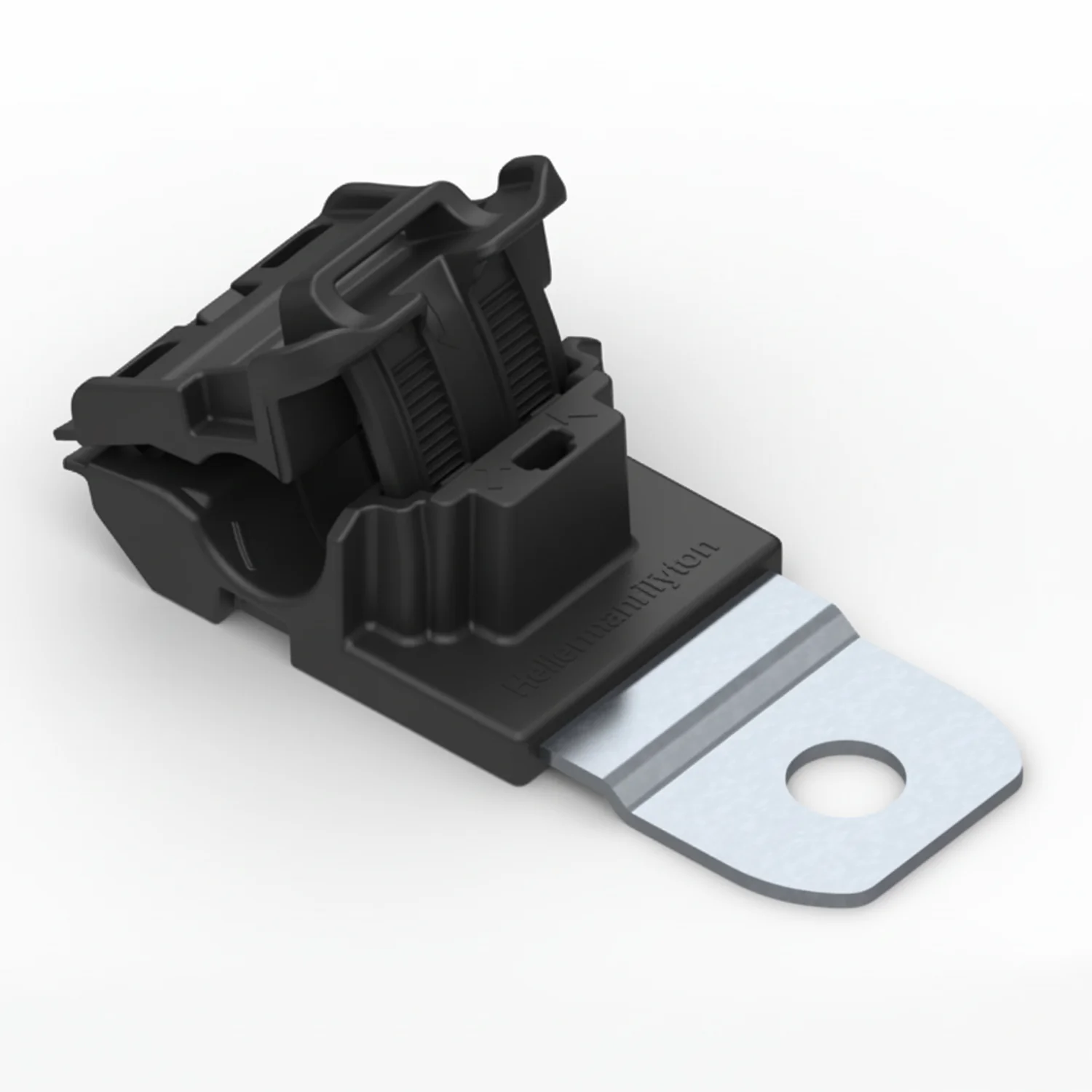 HellermannTyton 151-01916 Ratchet P-Clamp, .24"–.54" Bundle Dia, 180° Medium, .33" Hole Dia, PA66HIRHSUV/SS304, Black, 200/ctn