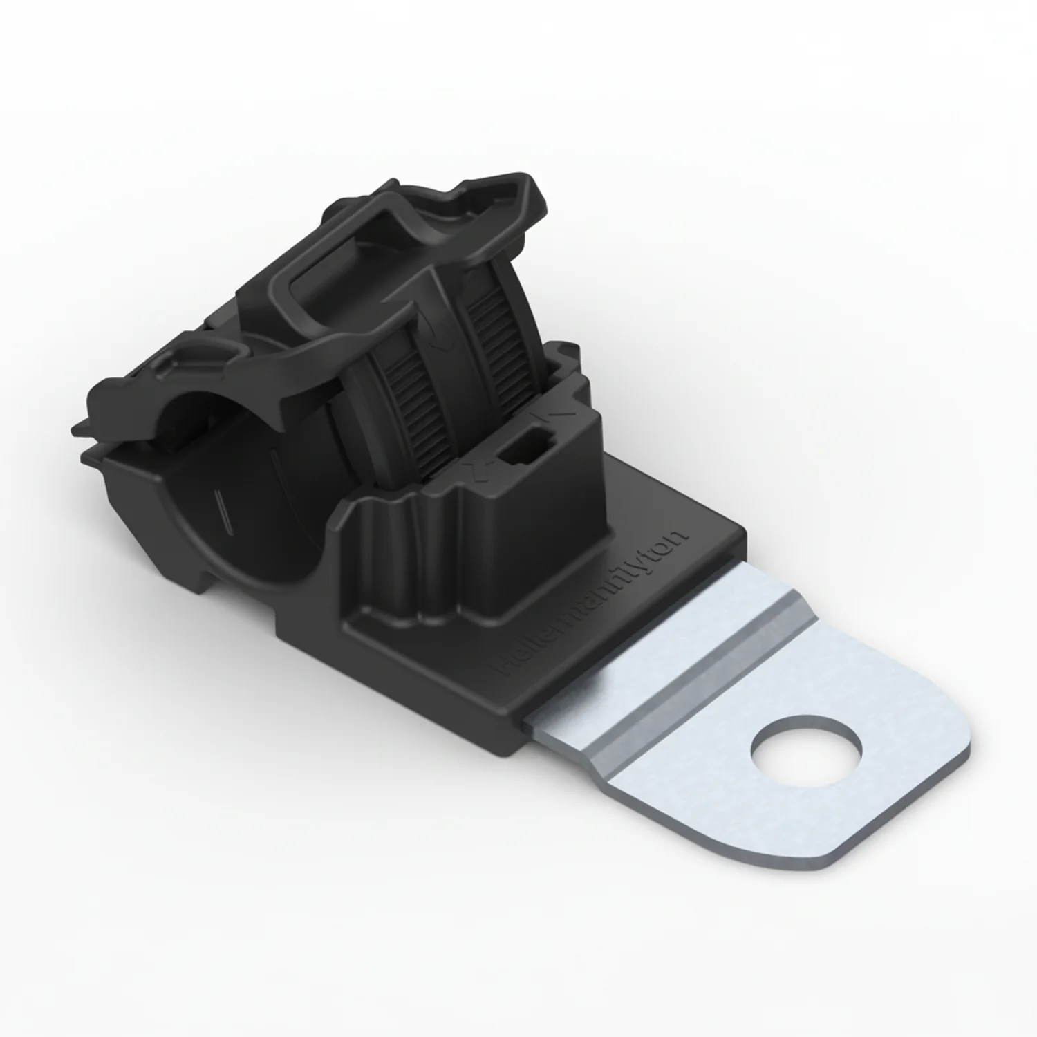 HellermannTyton 151-01945 Ratchet P-Clamp, .52"–.77" Bundle Dia, 180° Short, .41" Hole Dia, PA66HIRHSUV/SS304, Black, 280/ctn