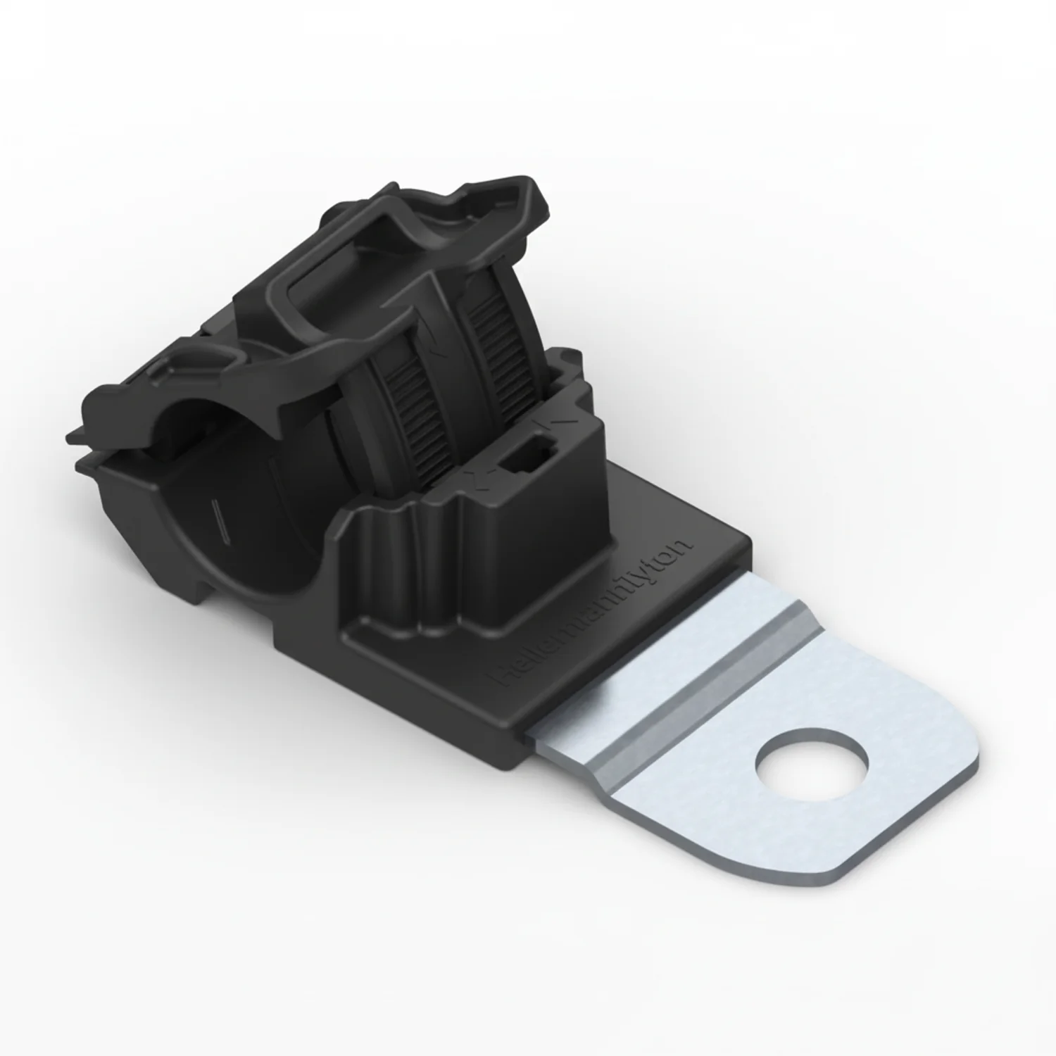 HellermannTyton 151-01946 Ratchet P-Clamp, .52"–.77" Bundle Dia, 180° Short, .51" Hole Dia, PA66HIRHSUV/SS304, Black, 280/ctn