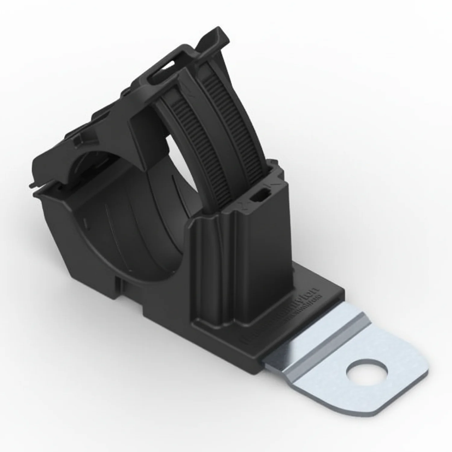 HellermannTyton 151-01977 Ratchet P-Clamp, .76"–1.42" Bundle Dia, 180° Short, .41" Hole Dia, PA66HIRHSUV/SS304, Black, 160/ctn