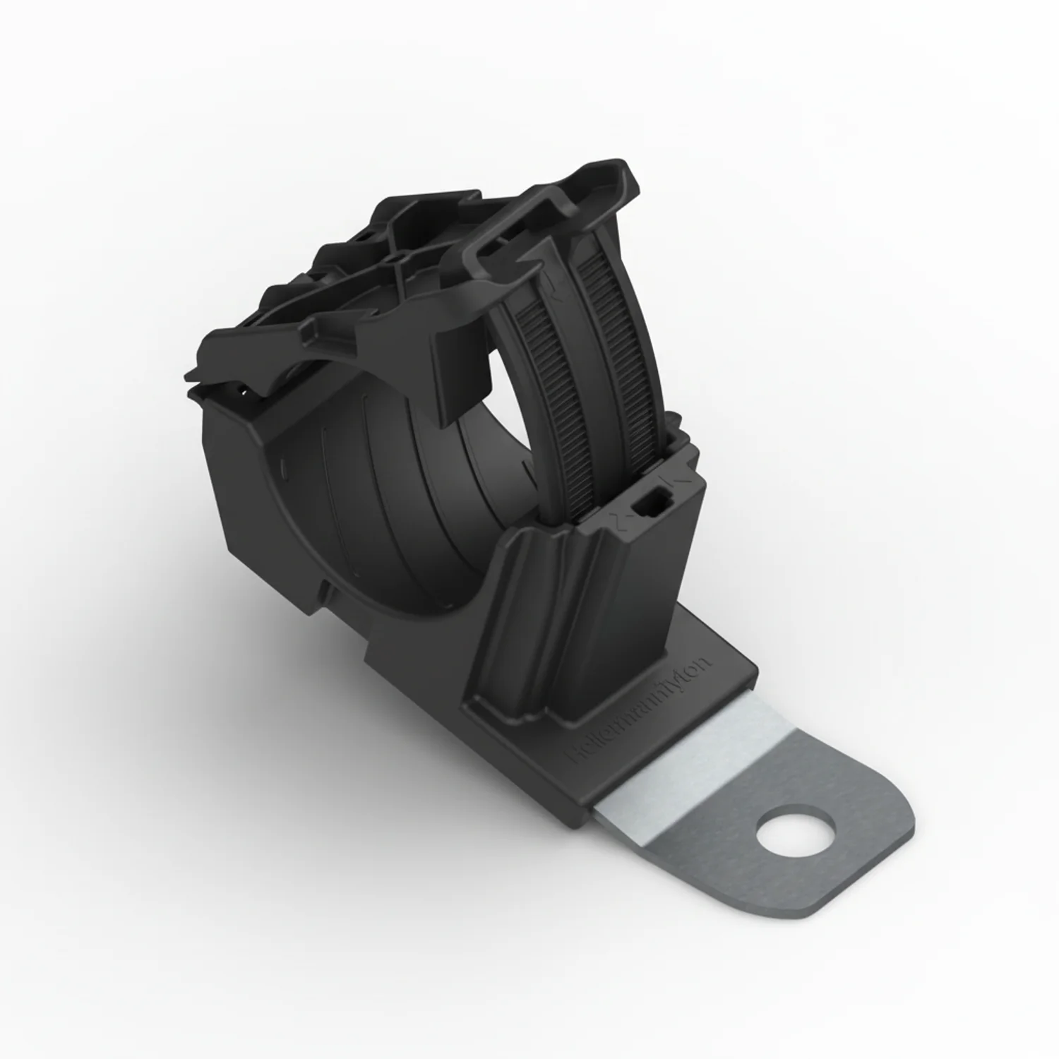 HellermannTyton 151-01988 Ratchet P-Clamp, .76"–1.42" Bundle Dia, 15° Short, .33" Hole Dia, PA66HIRHSUV/SS304, Black, 160/ctn