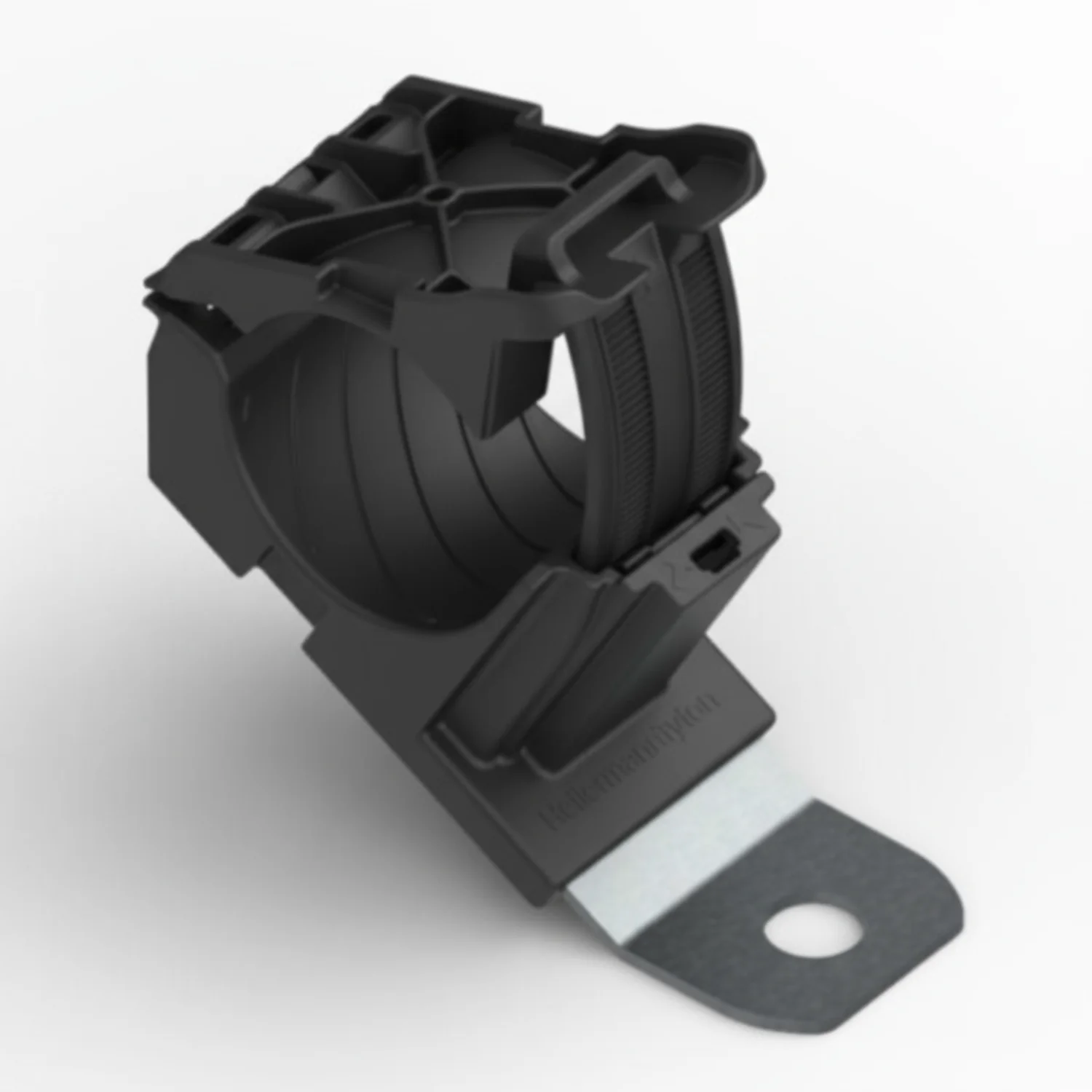 HellermannTyton 151-01993 Ratchet P-Clamp, .76"–1.42" Bundle Dia, 30° Short, .41" Hole Dia, PA66HIRHSUV/SS304, Black, 160/ctn