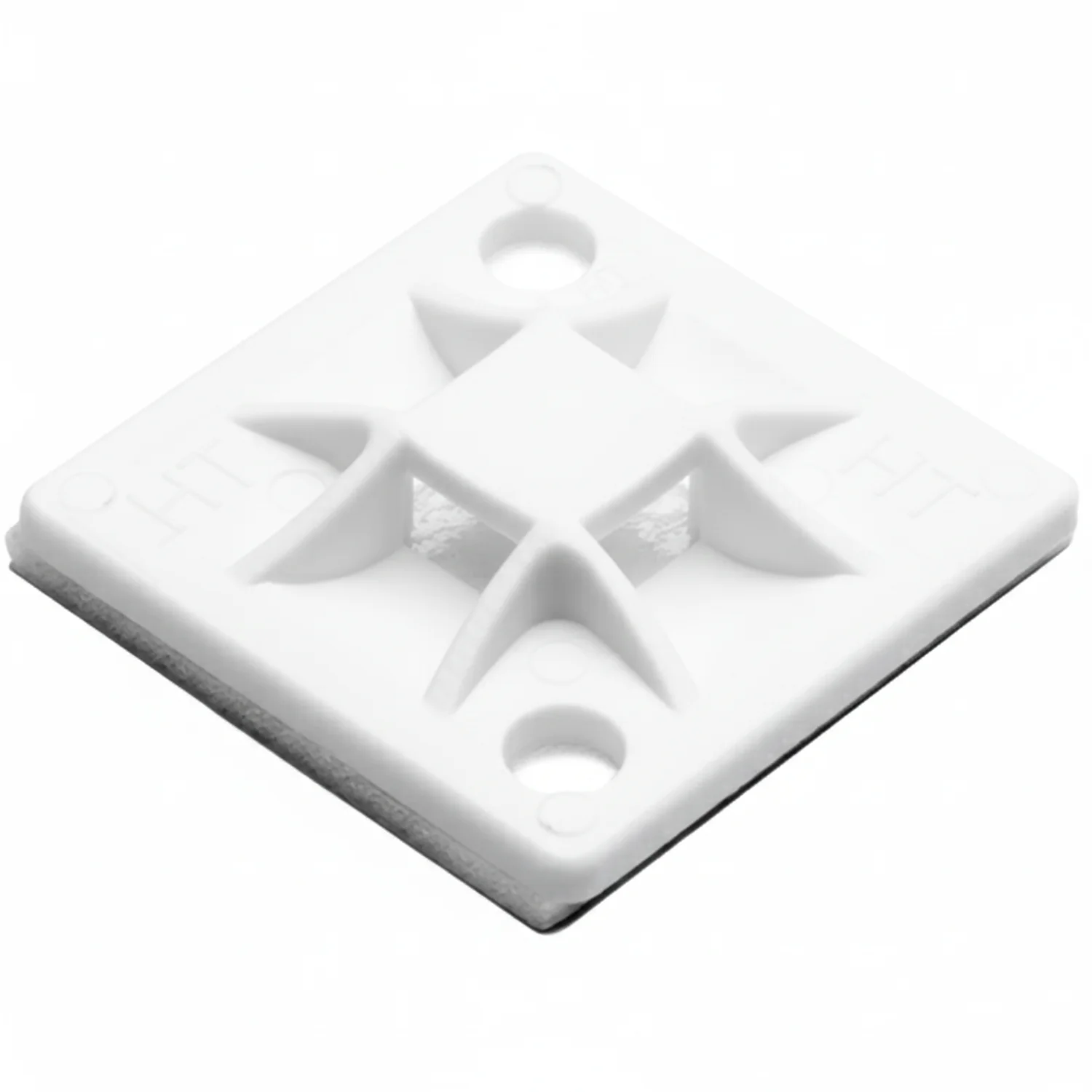 HellermannTyton 151-10904 Q Tie Mount, Adhesive, 0.79" x 0.79" x 0.17", 4-Way, Q18-Q30 Ties, PA66, White, 100/bag