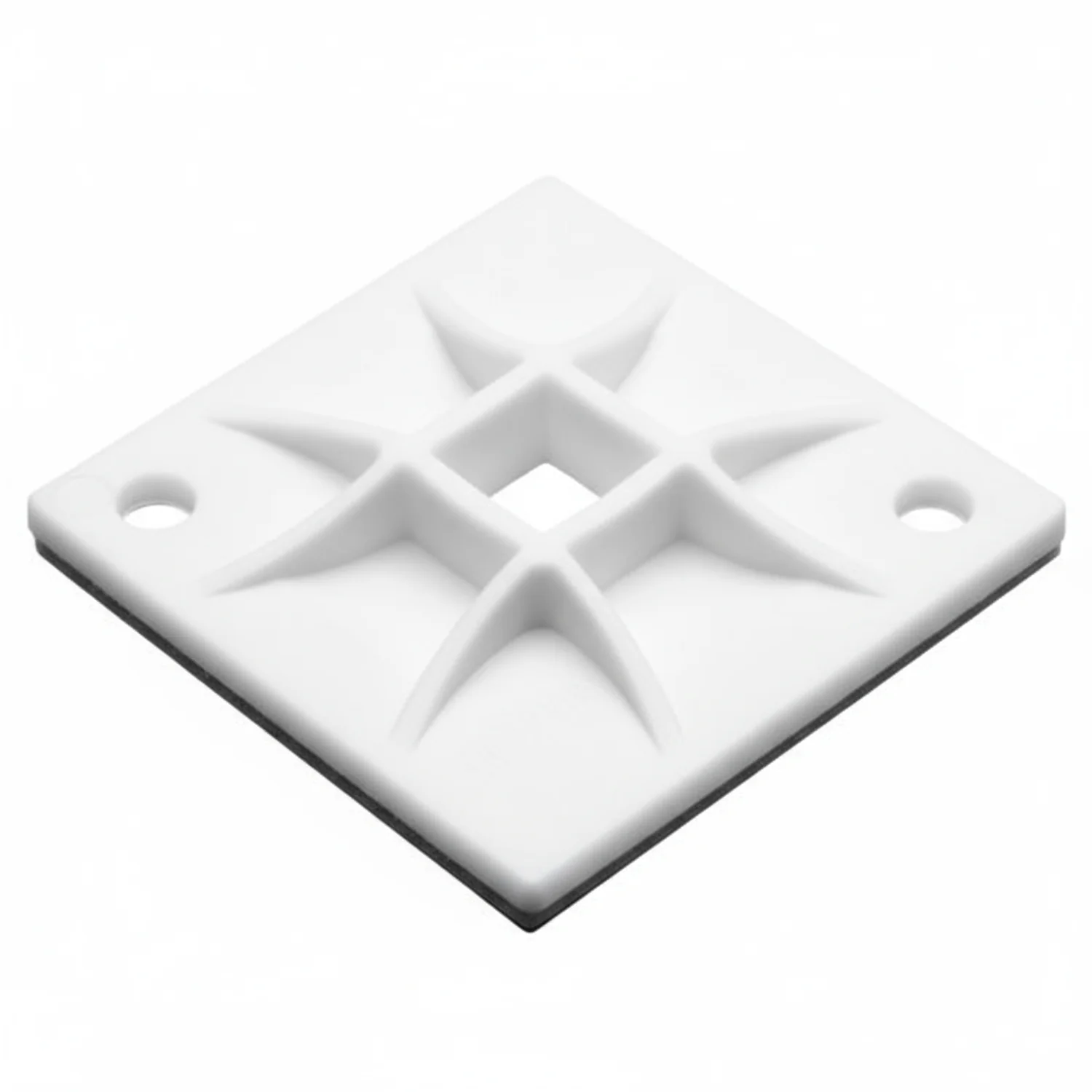 HellermannTyton 151-10906 Q Tie Mount with Adhesive, 1.6"x1.6"x0.26", 4-Way Entry, Q18 - Q120, White, 50/pkg