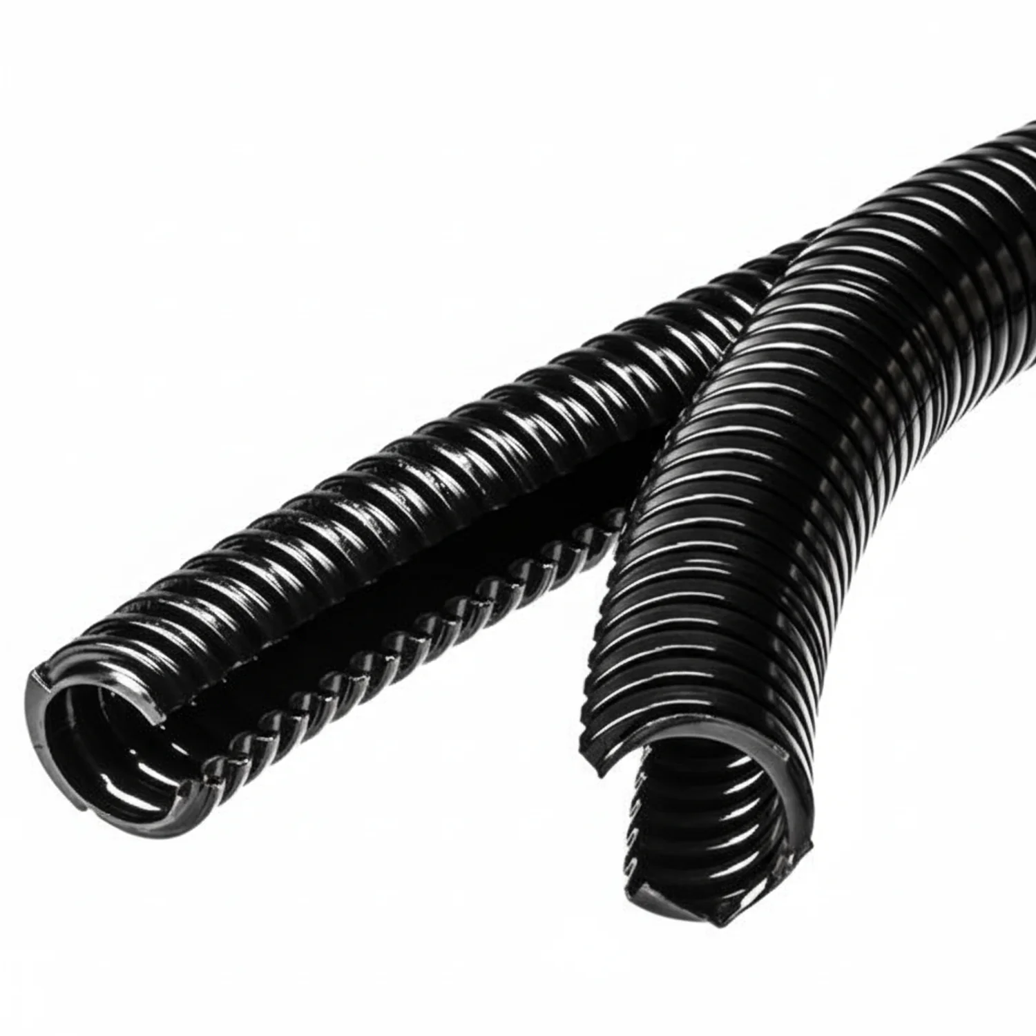 HellermannTyton 166-11808 HelaGuard Non-Metallic Conduit, Double Slit, Std Wt, 0.38" Dia, Nylon PA6, Black, 164 ft/Std. Reel