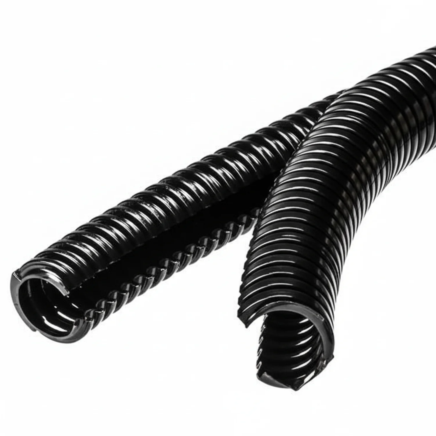 HellermannTyton 166-11809 HelaGuard Non-Metallic Conduit, Double Slit, Std Wt, 0.50" Dia, Nylon PA6, Black, 164 ft/Std. Reel